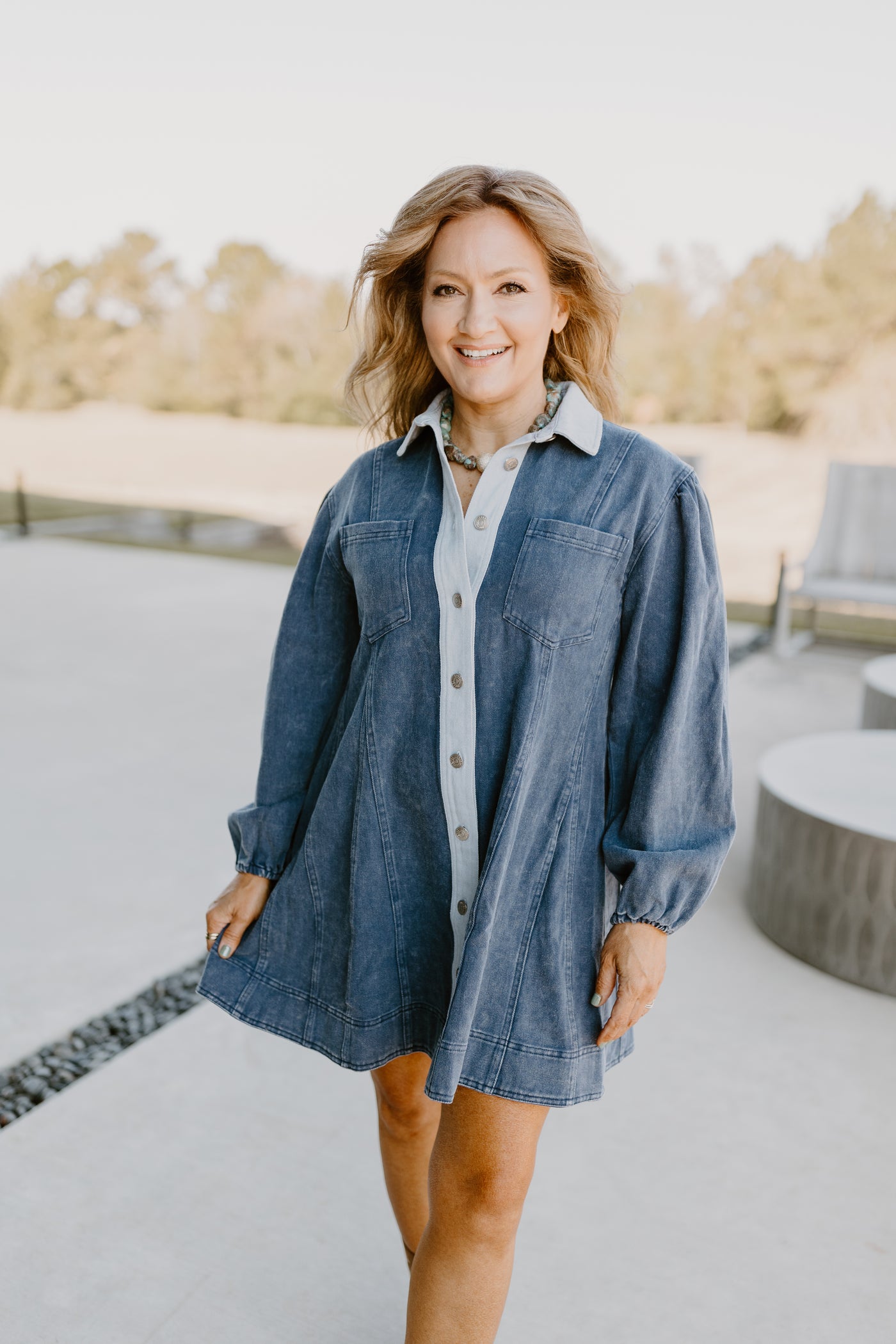 Indigo Button Down Collared Denim Dress