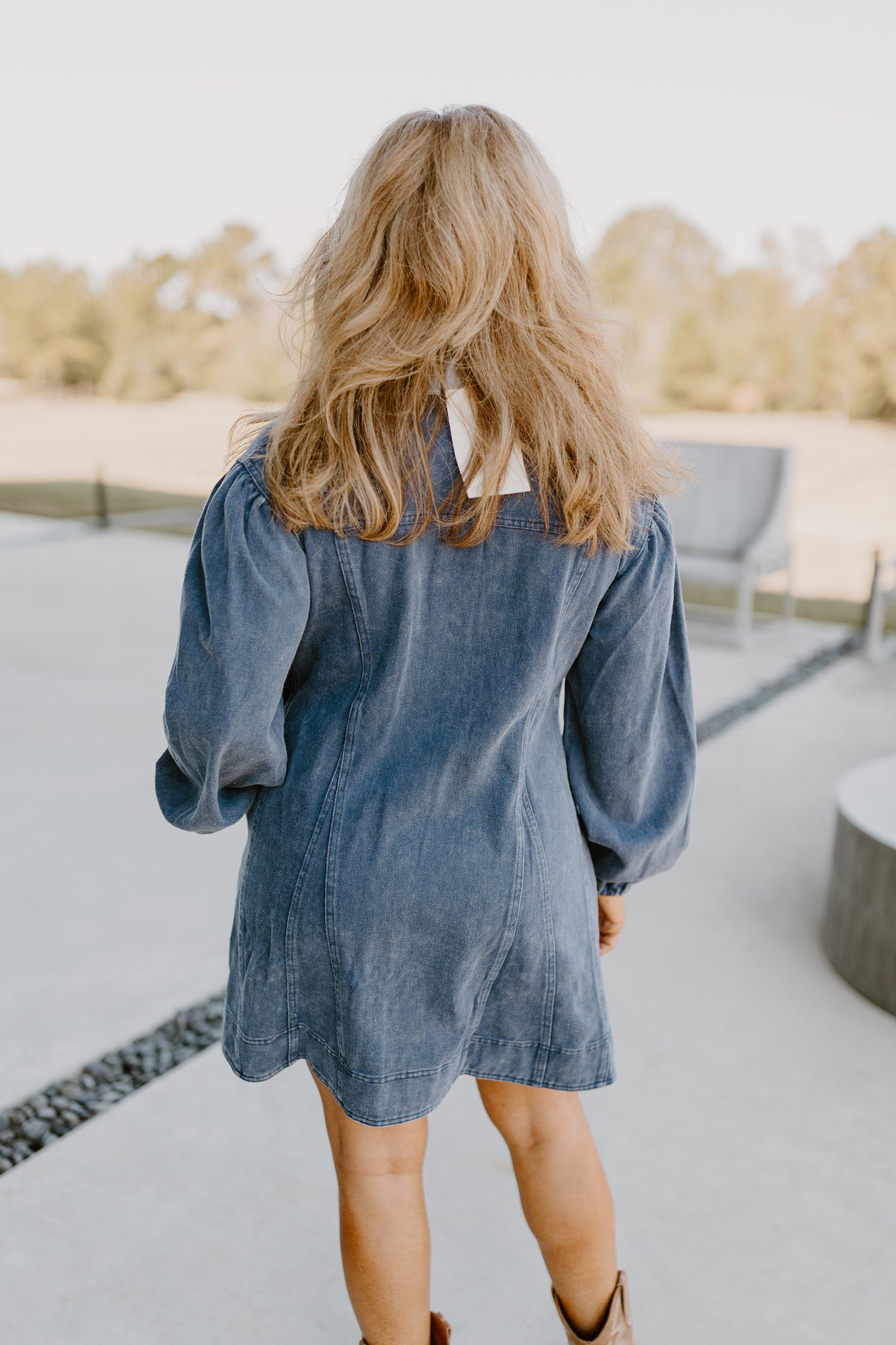 Indigo Button Down Collared Denim Dress