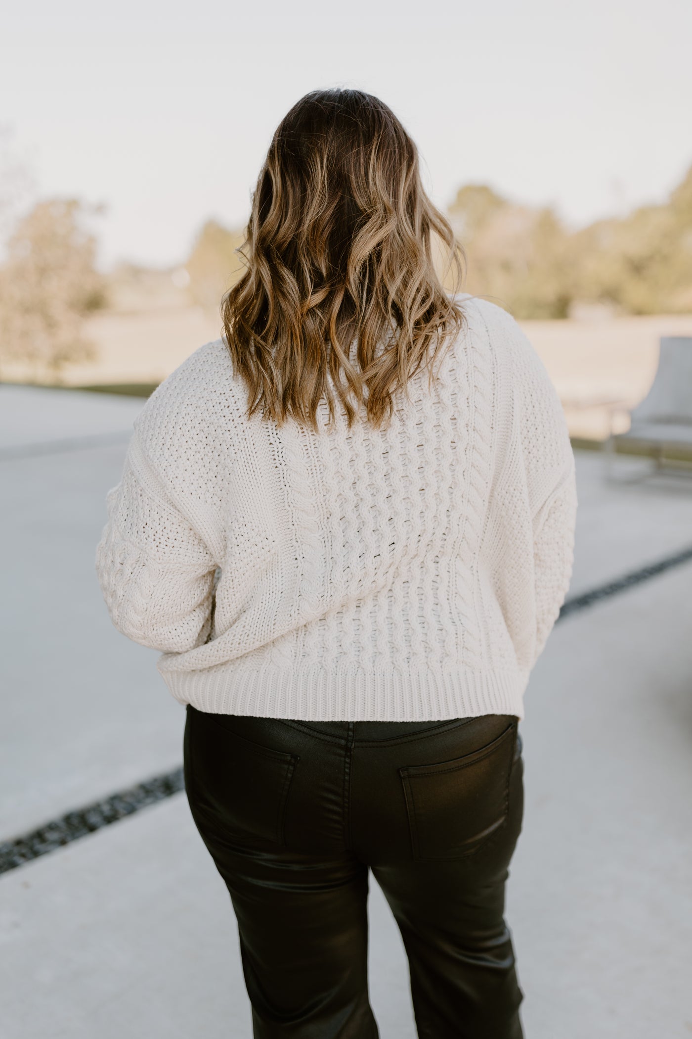 Ivory Mixed Braided Cable Knit Sweater