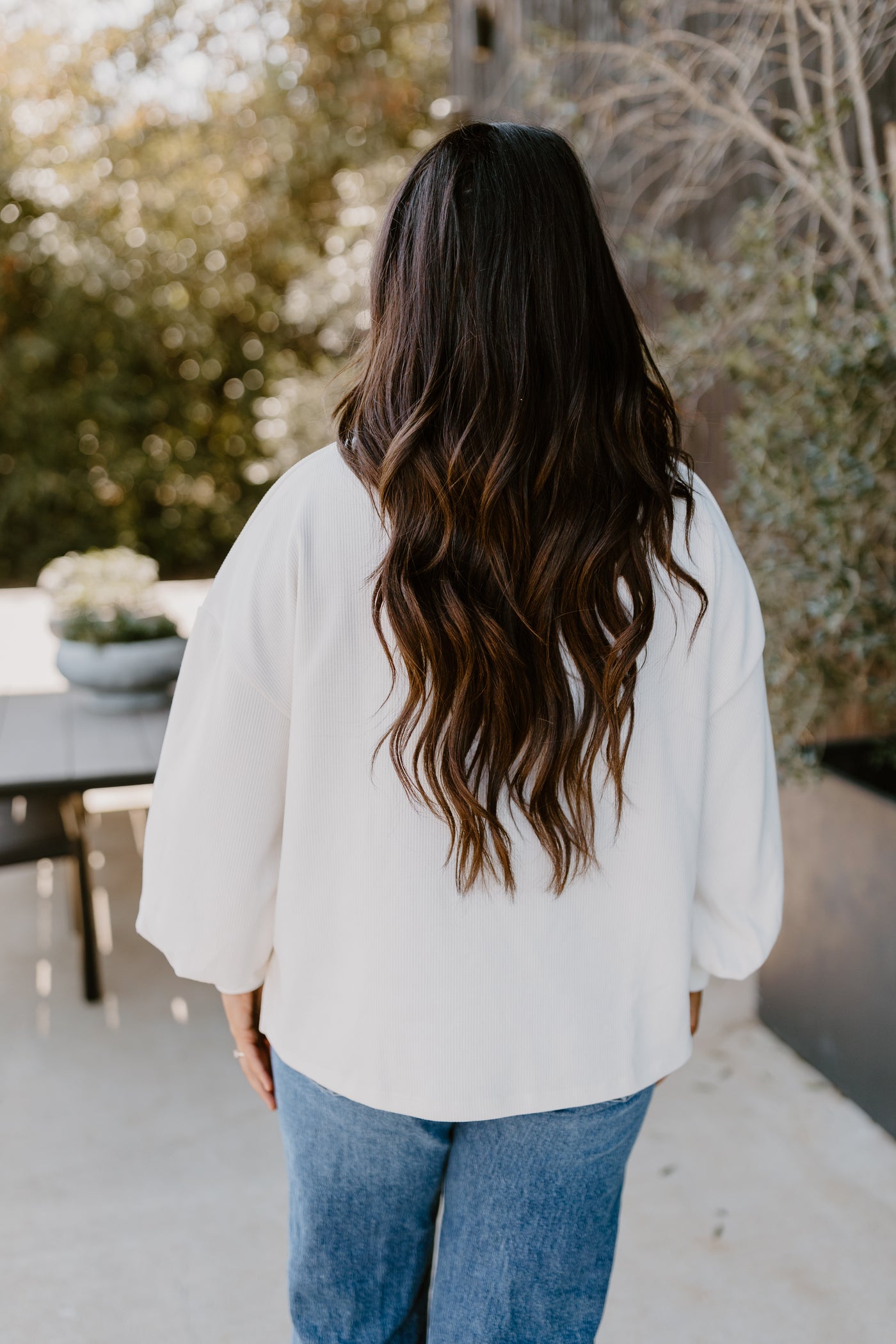 Ivory Mock Neck Balloon Sleeve Knit Top