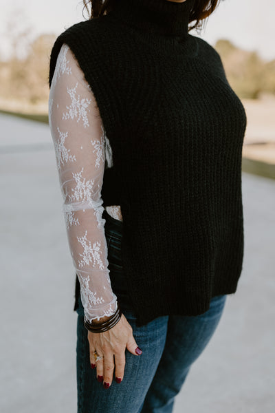 Molly Bracken Black Knitted Sleeveless Sweater