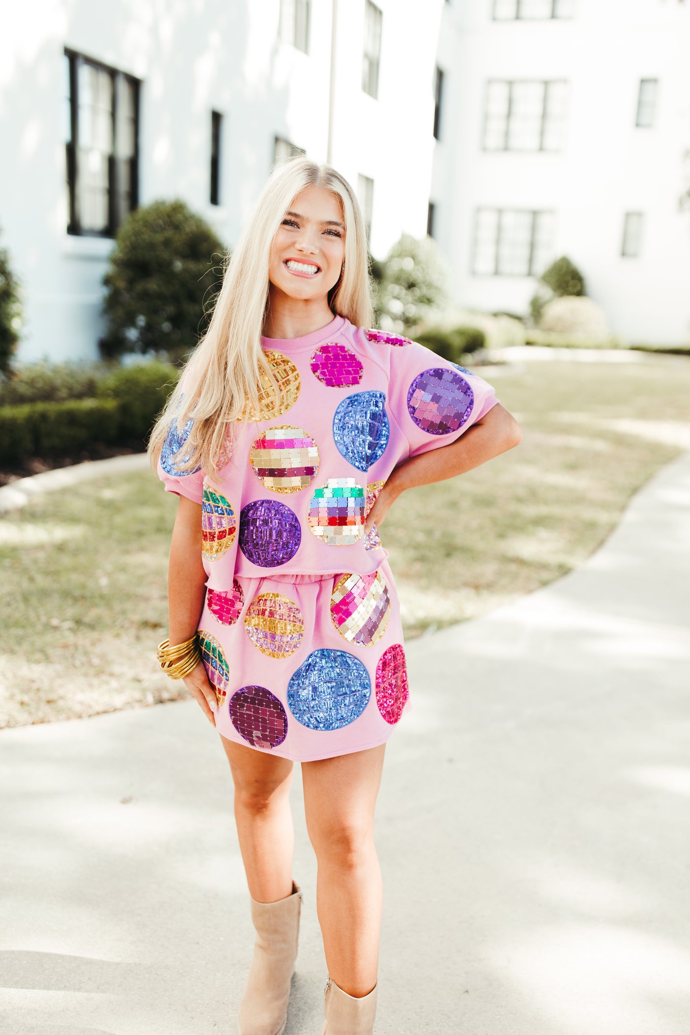 Queen Of Sparkles Pink Multi Disco Ball Top