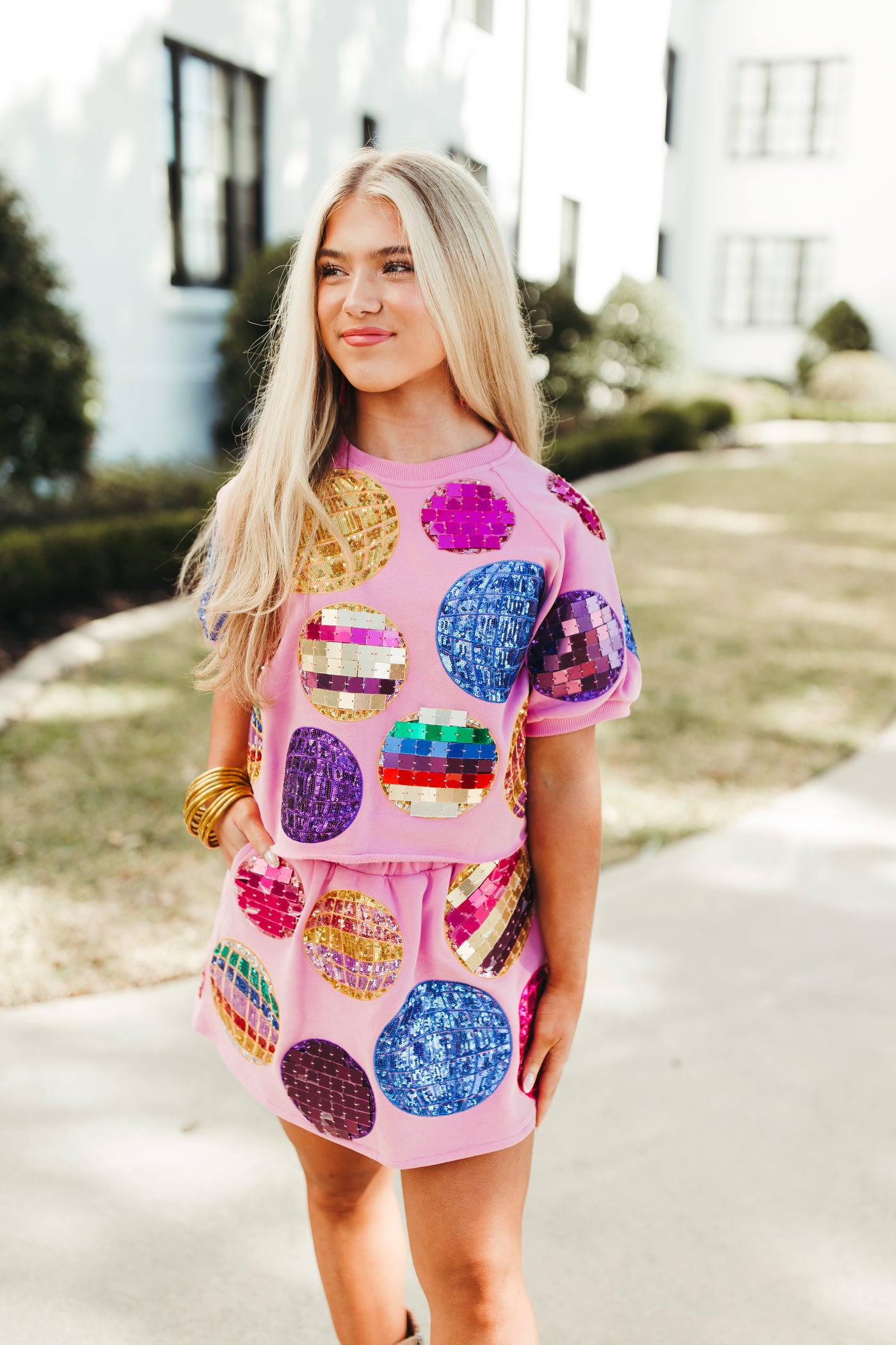 Queen Of Sparkles Pink Multi Disco Ball Top