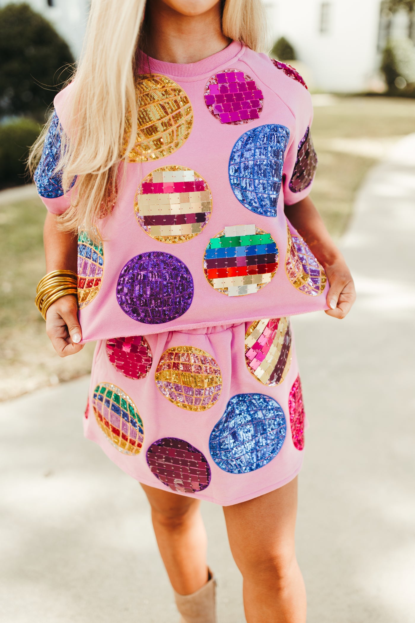 Queen Of Sparkles Pink Multi Disco Ball Top