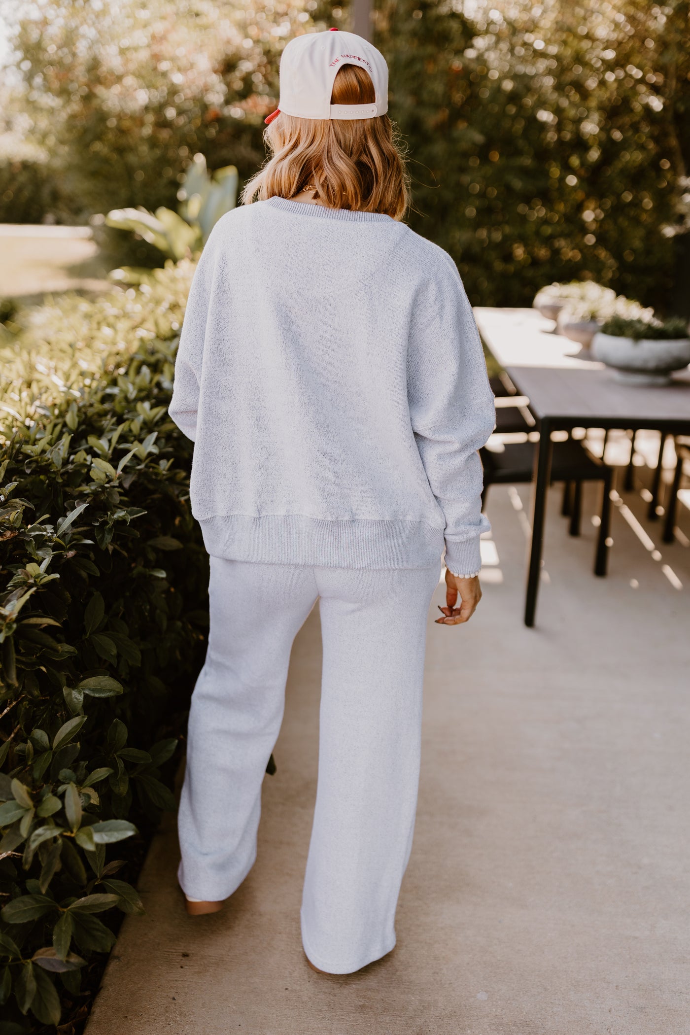 Oatmeal Long Sleeve Crew Neck Pullover and Wide Leg Pant Set