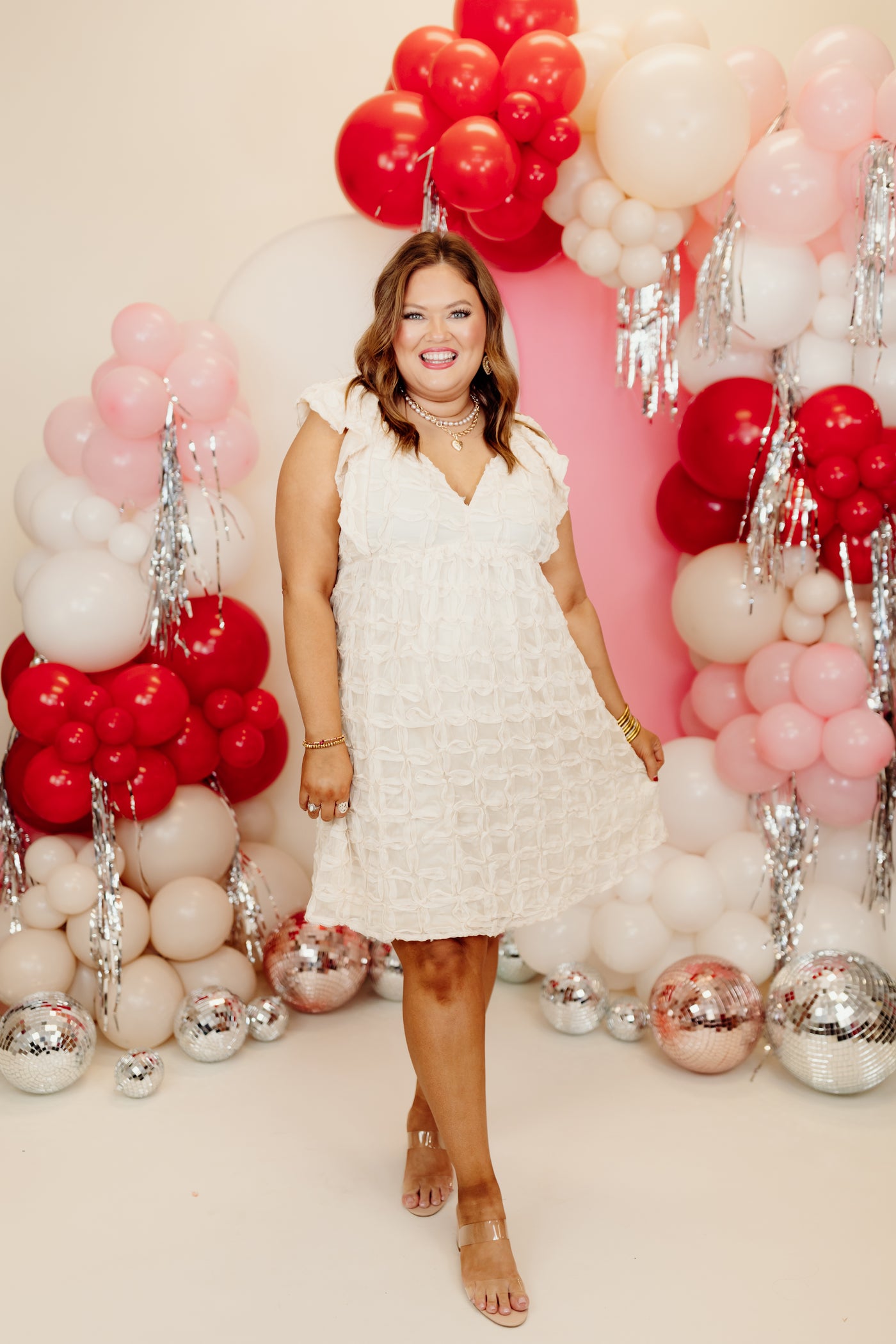 Ivory Embroidered Bow Back Sweetheart Dress