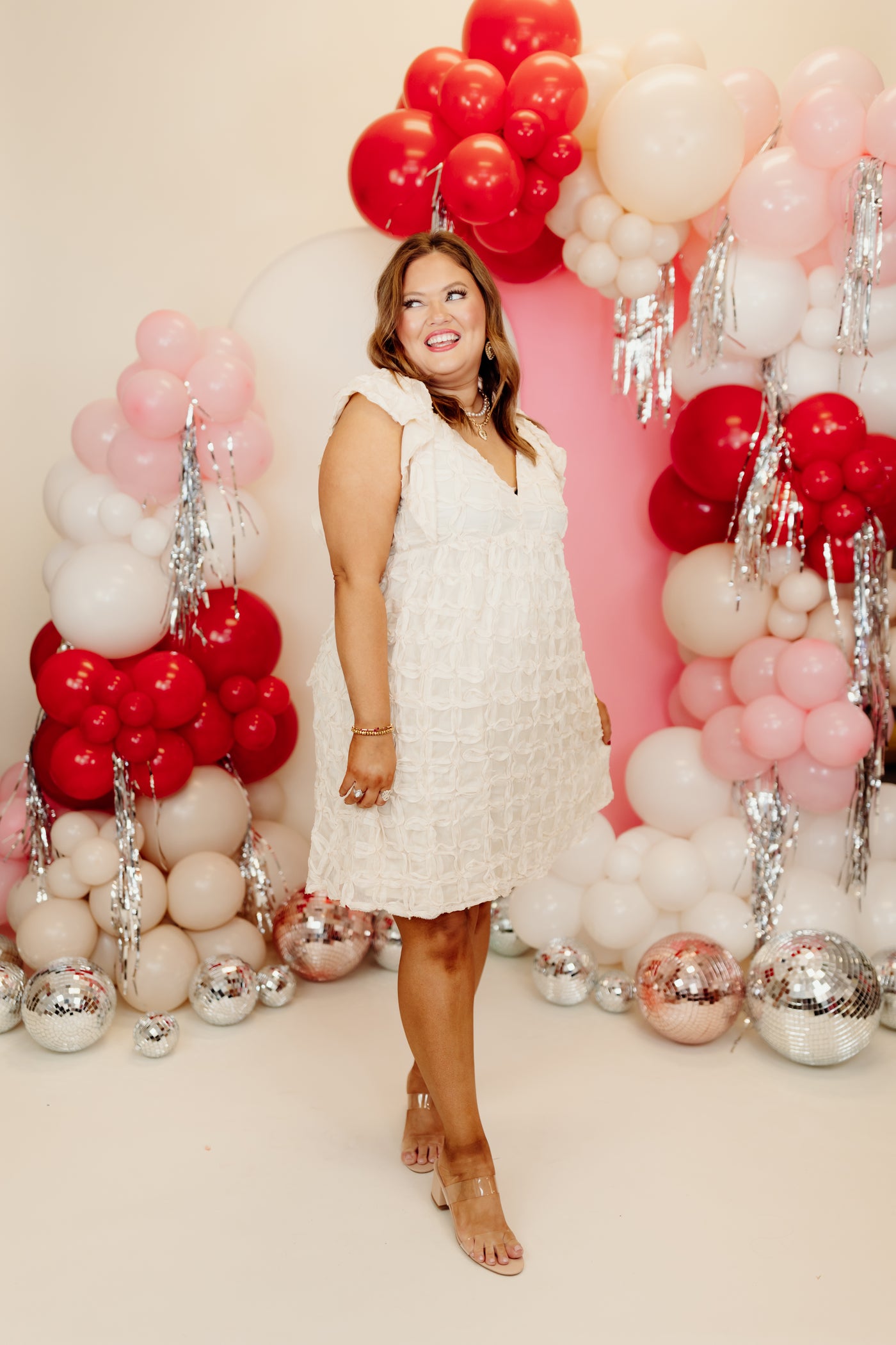 Ivory Embroidered Bow Back Sweetheart Dress