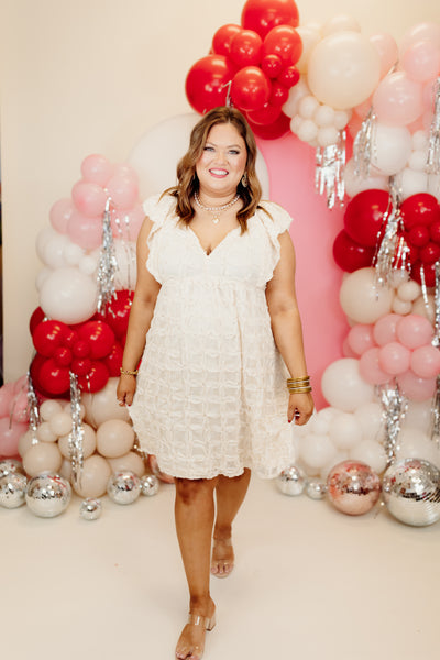 Ivory Embroidered Bow Back Sweetheart Dress