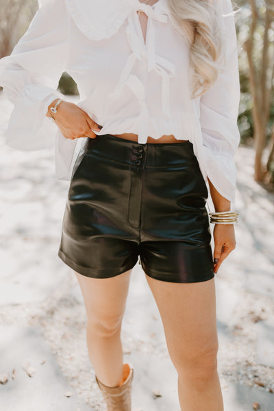 Dolce Cabo Black High Waisted Faux Leather Shorts