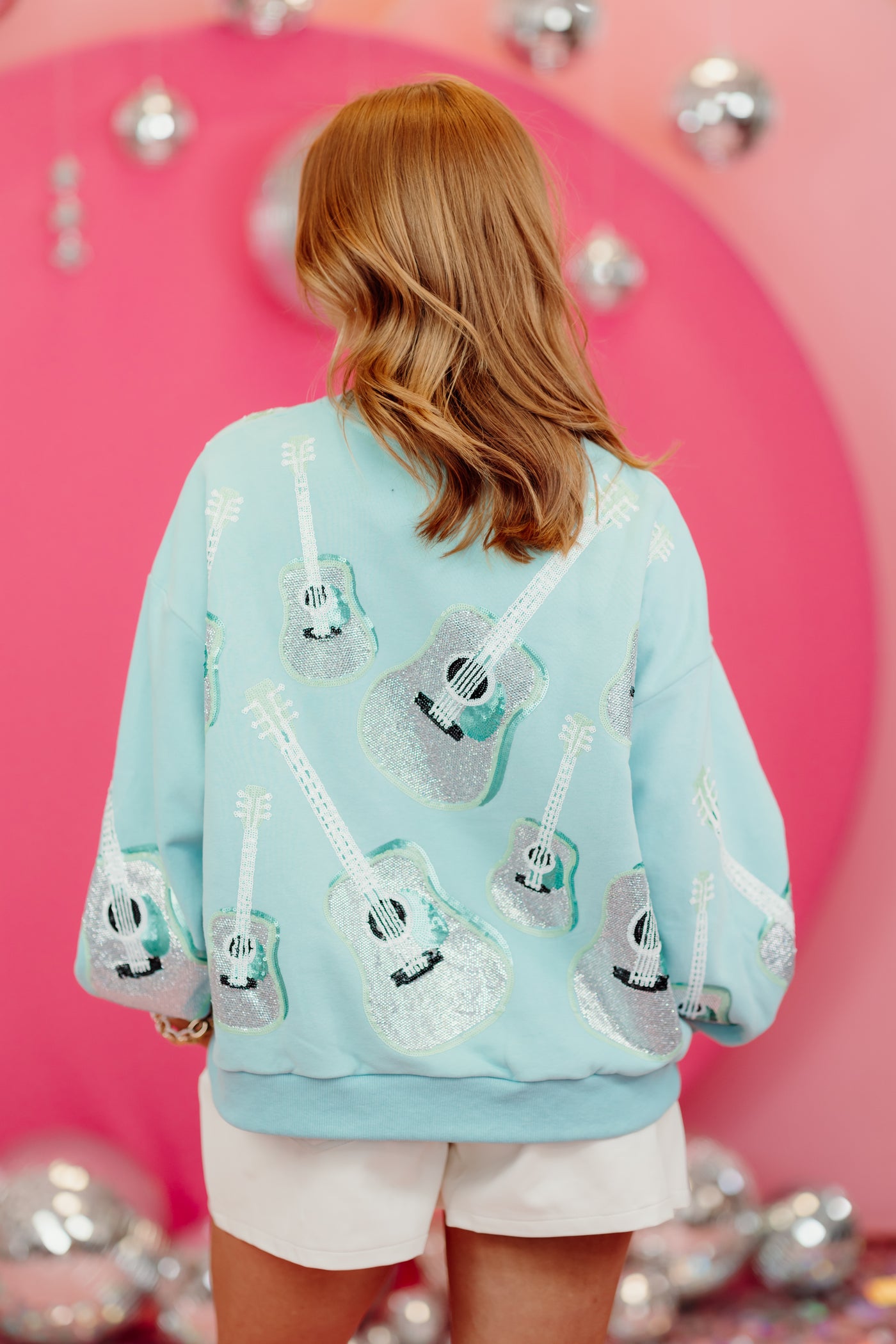 Queen Of Sparkles Mint Guitar Sweatshirt