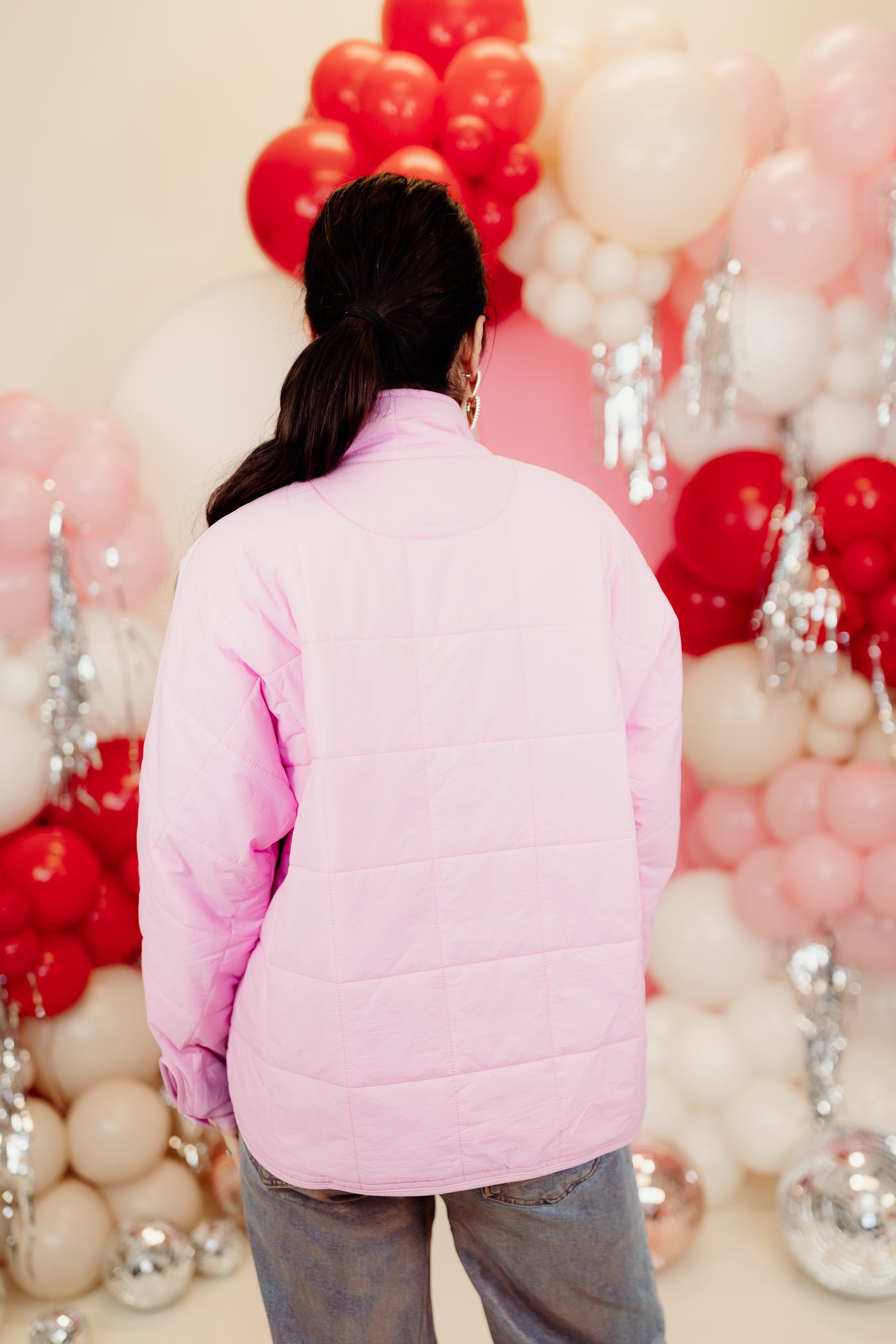 Bubble Gum Half Snap Quilted Pullover