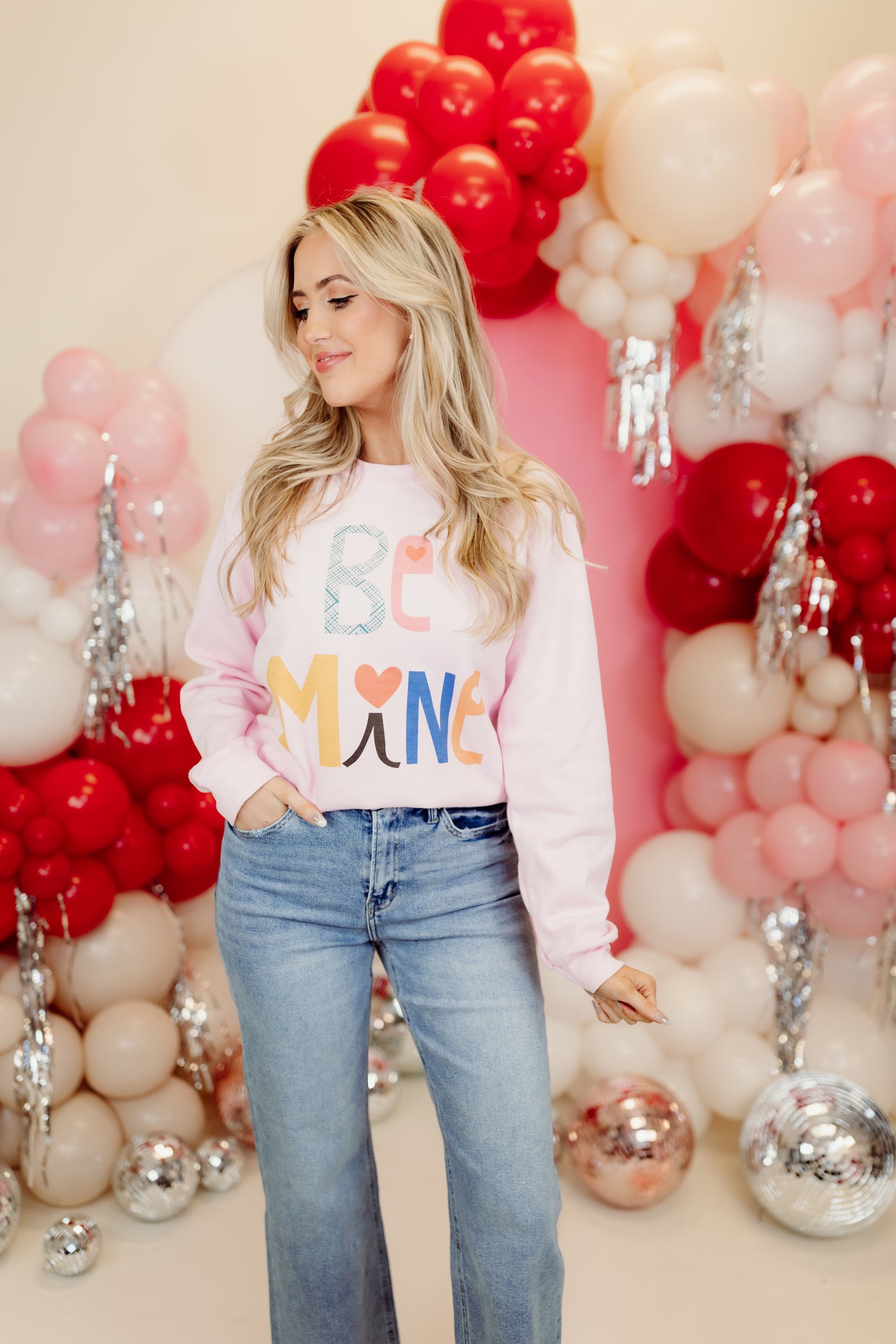 Baby Pink Be Mine Graphic Sweatshirt