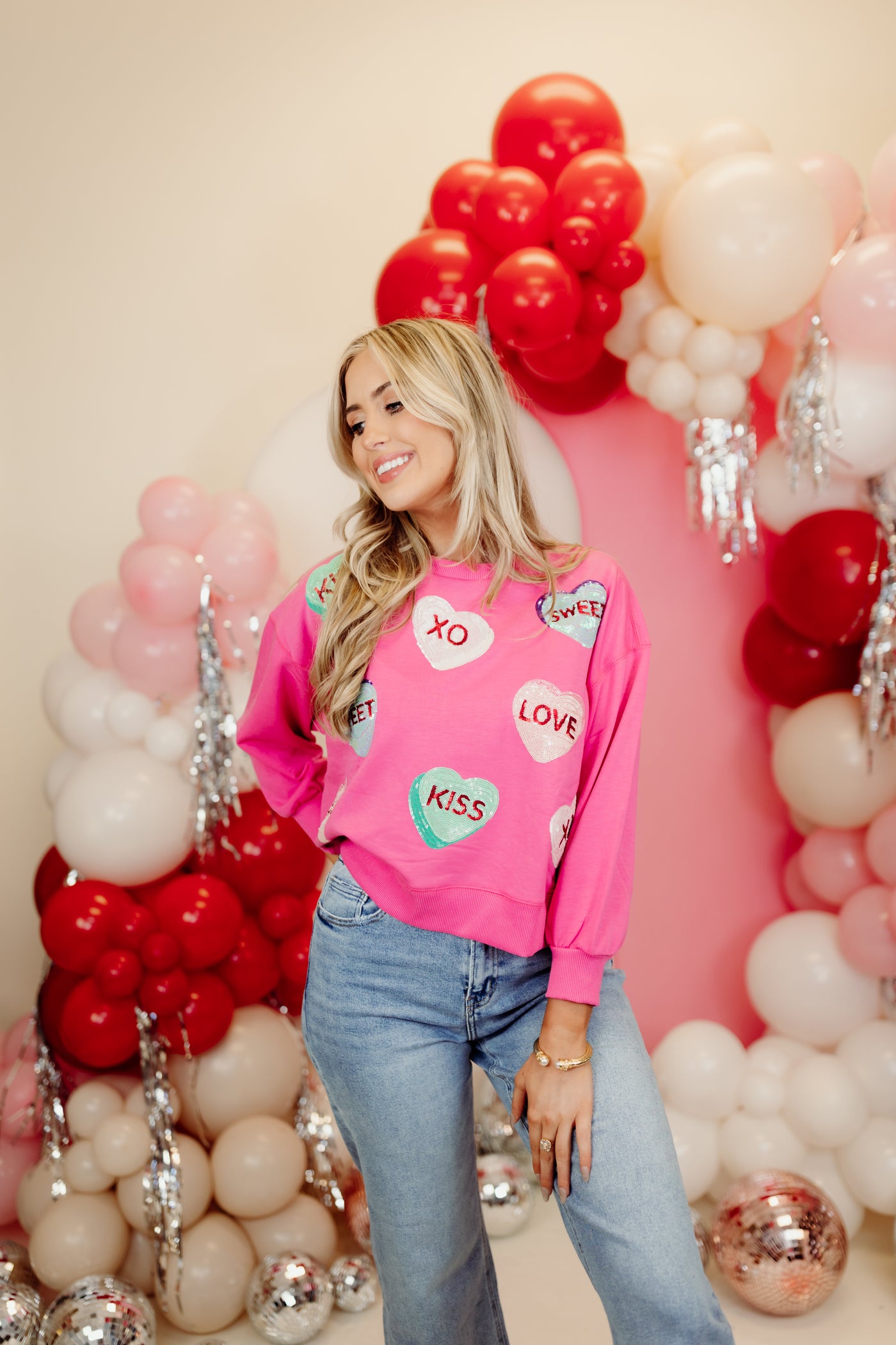 Mary Square Millie Sweatshirt- Candy Hearts