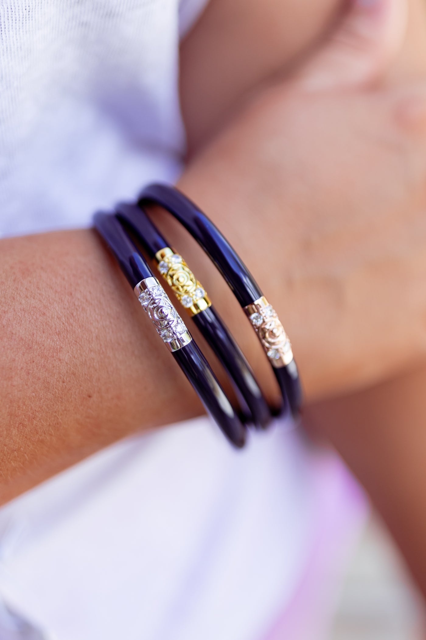 BuDhaGirl Three Kings All Weather Bangles - Navy