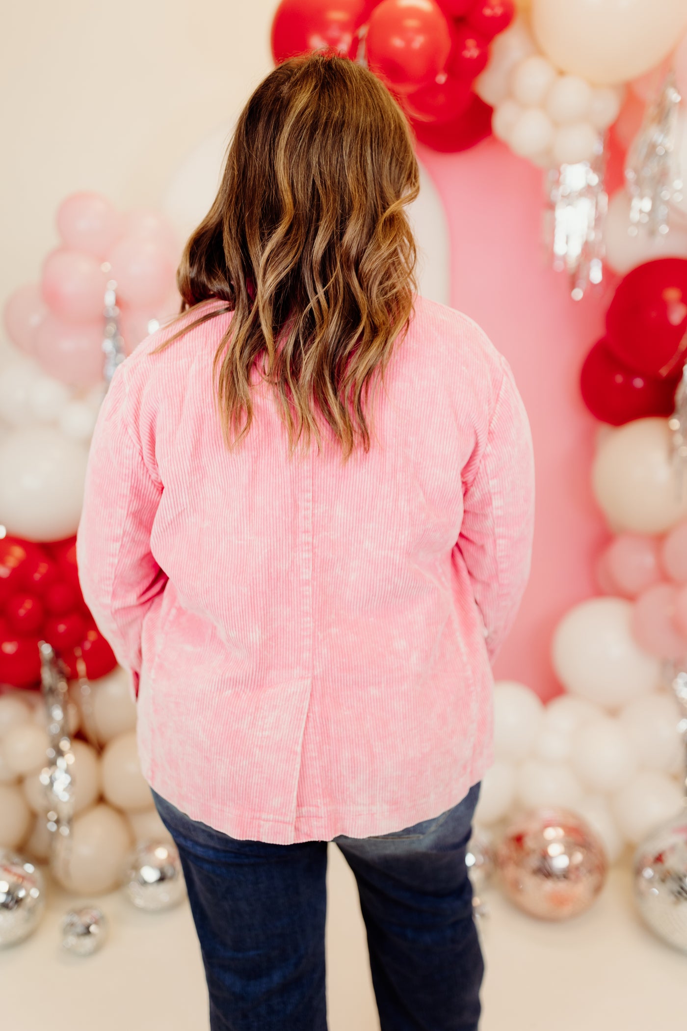 Neon Pink Washed Corduroy Blazer Jacket