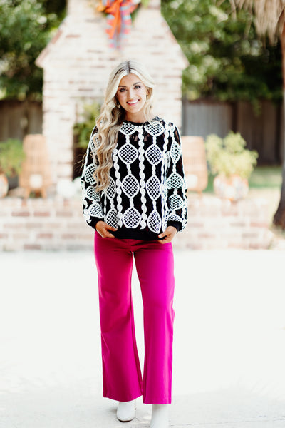 Fuchsia Retro Wide Leg Pant