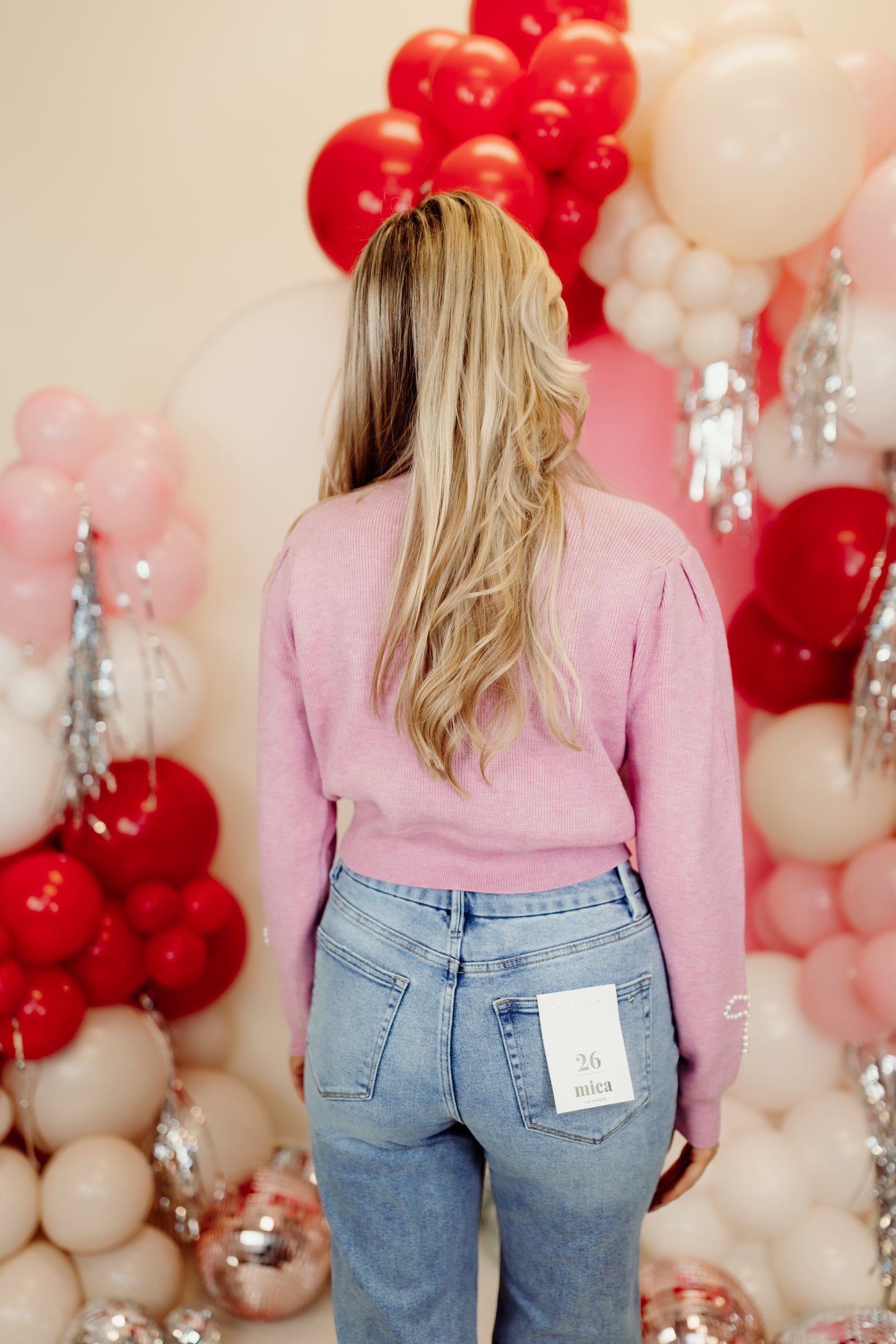 Dusty Pink Pearl Ribbon Embellished Cropped Cardigan