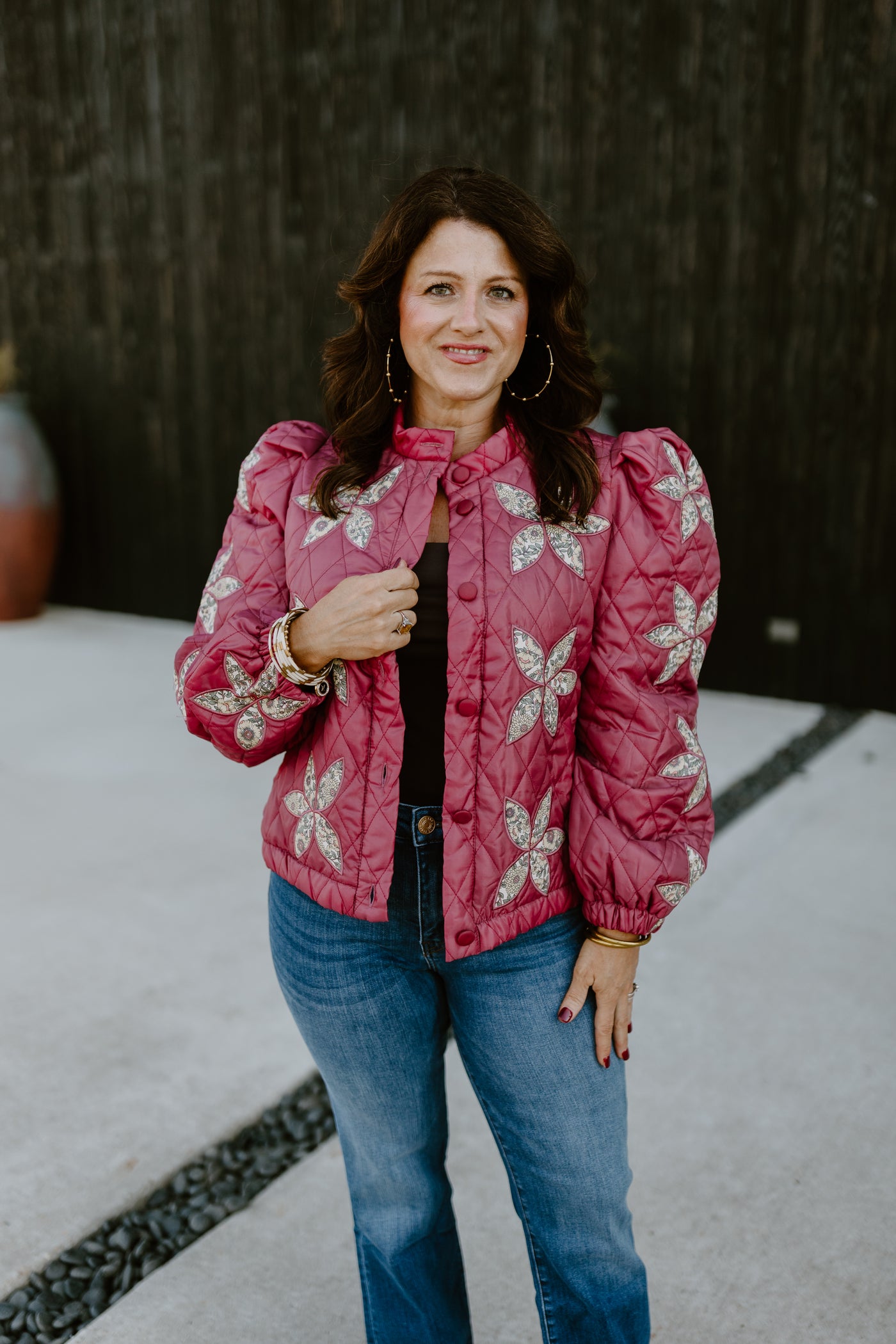 Sangria Floral Patchwork Quilted Jacket