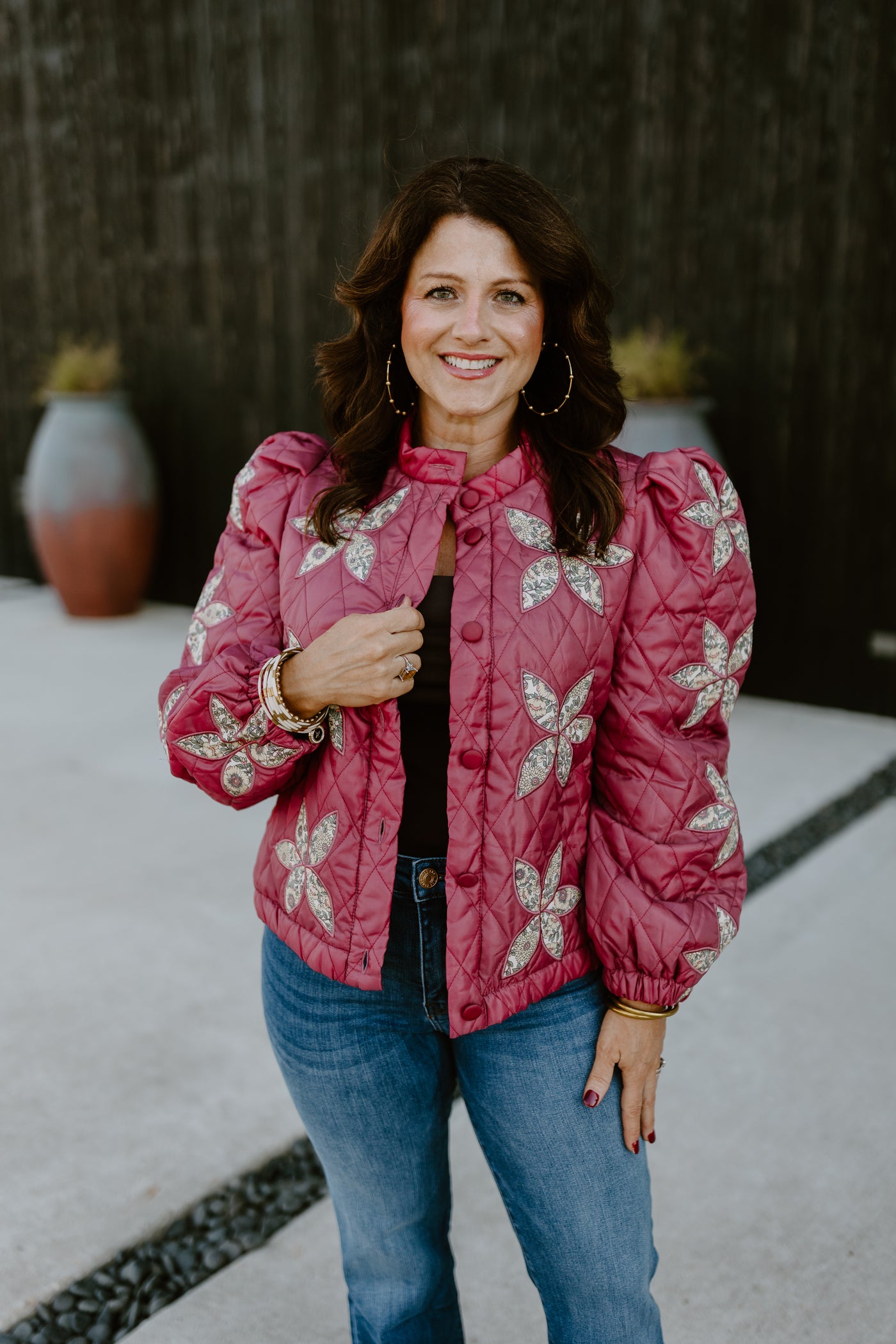 Sangria Floral Patchwork Quilted Jacket