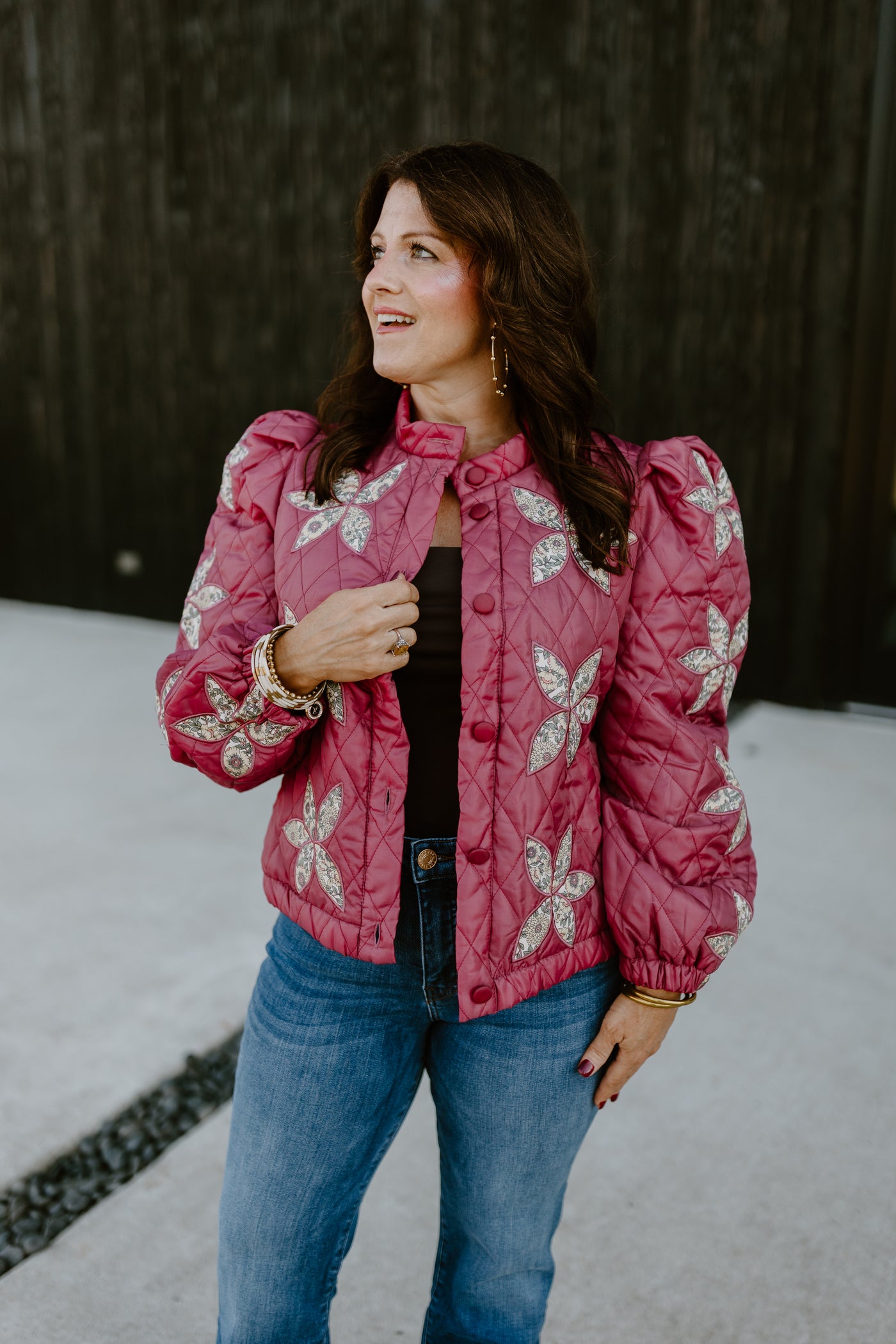 Sangria Floral Patchwork Quilted Jacket