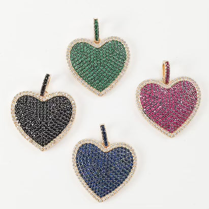 Virtue Mini Pave Colored Heart Charm