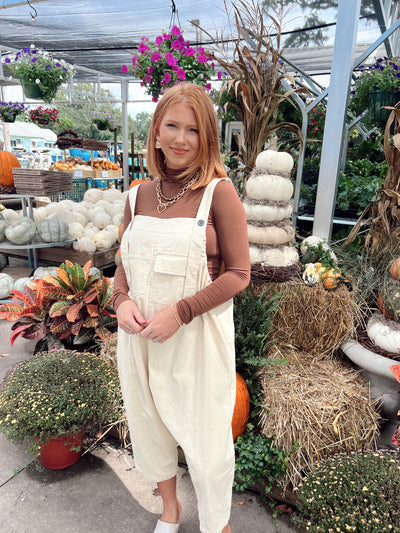 Cream Oversized Comfy Overalls