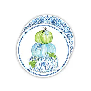 Rosanne Beck Blue Chinoiserie Pumpkin Thanksgiving Coasters (Pack of 20)