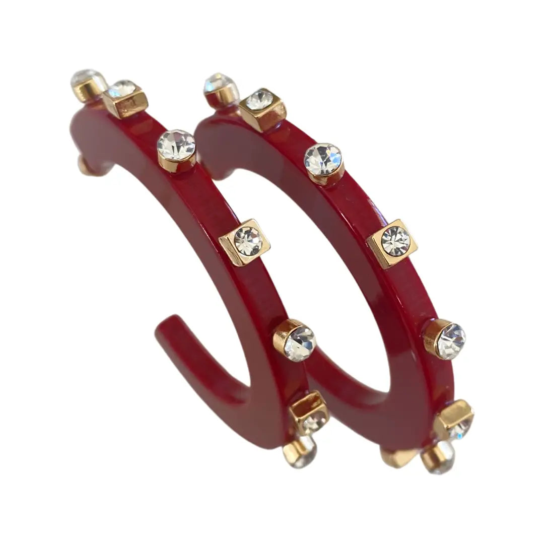 Smith & Co. City Girl Jewel Hoops - Crimson Tide