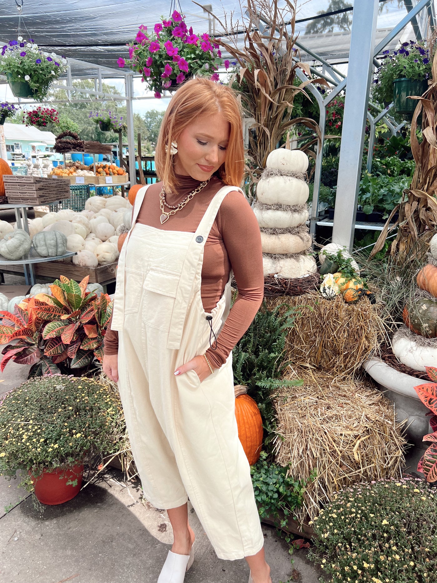 Cream Oversized Comfy Overalls