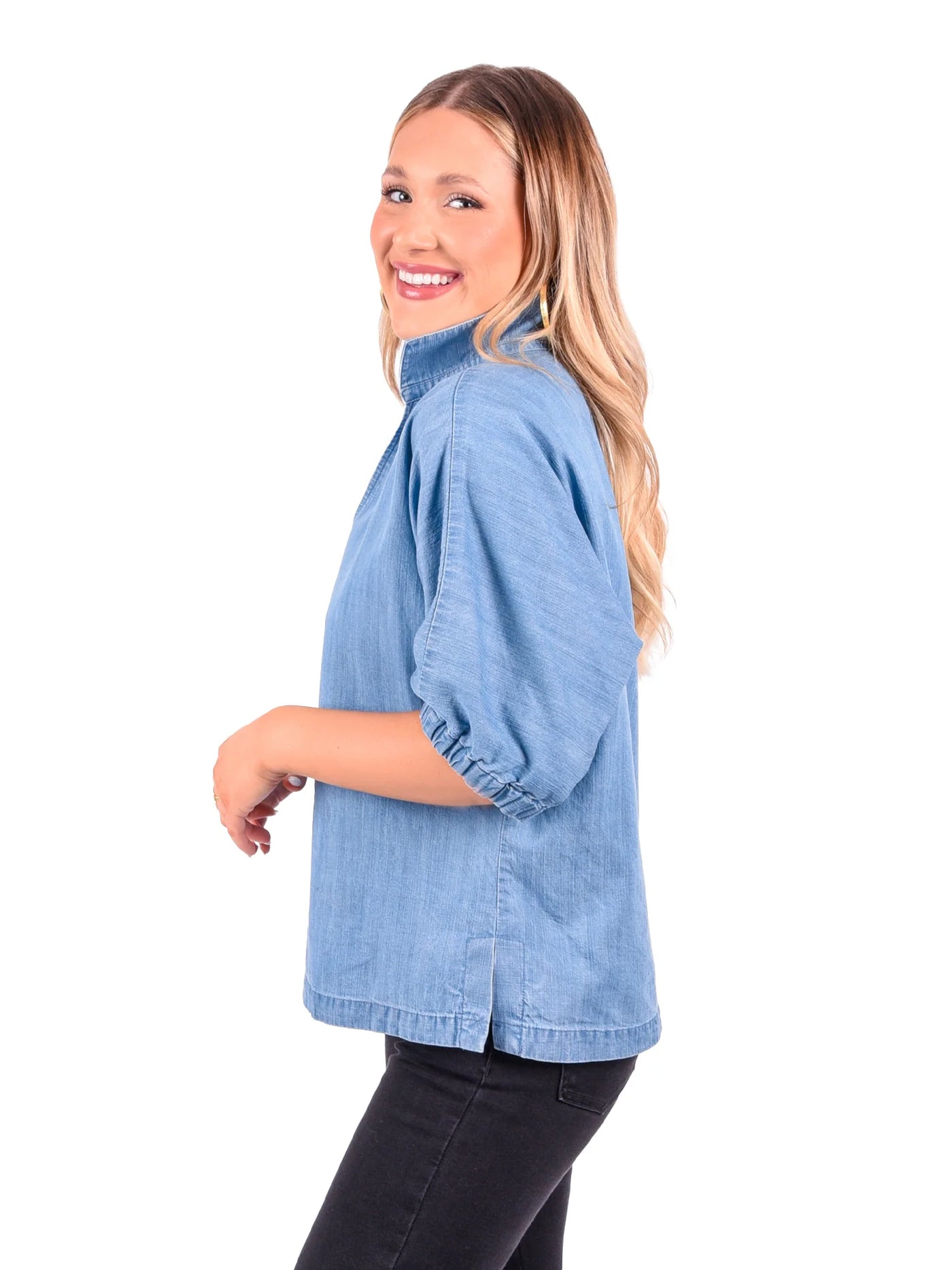 Emily McCarthy Chambray Poppy Top