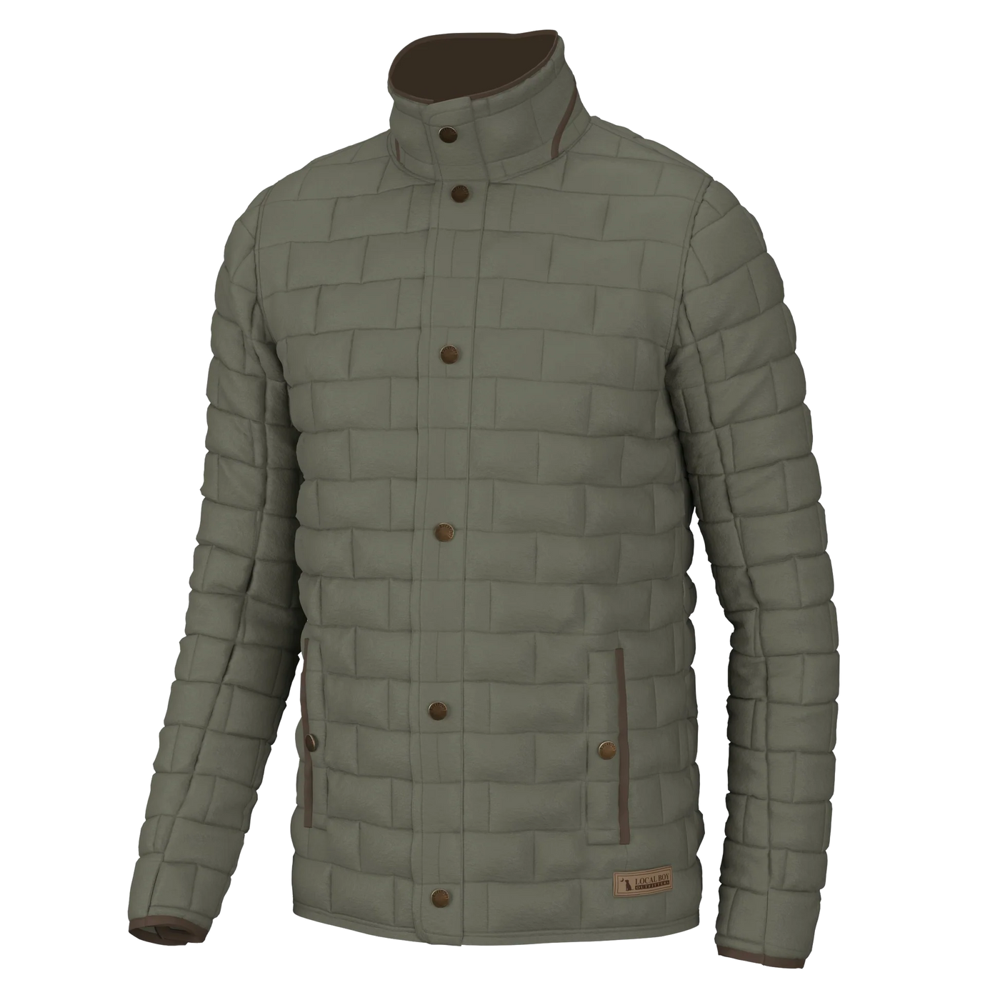 Local Boy Brick Quilted Jacket in Moss Gray