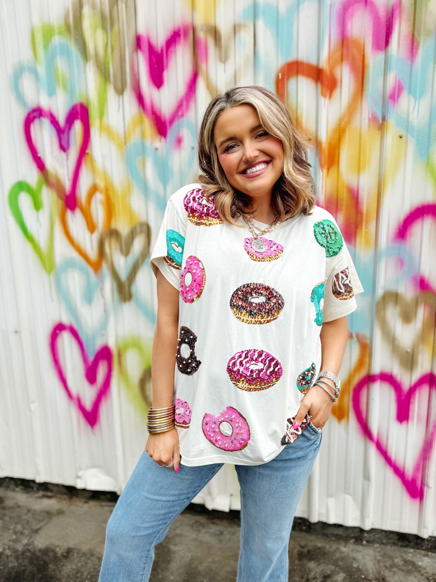 Queen of Sparkles x Fly Beige Donut Tee