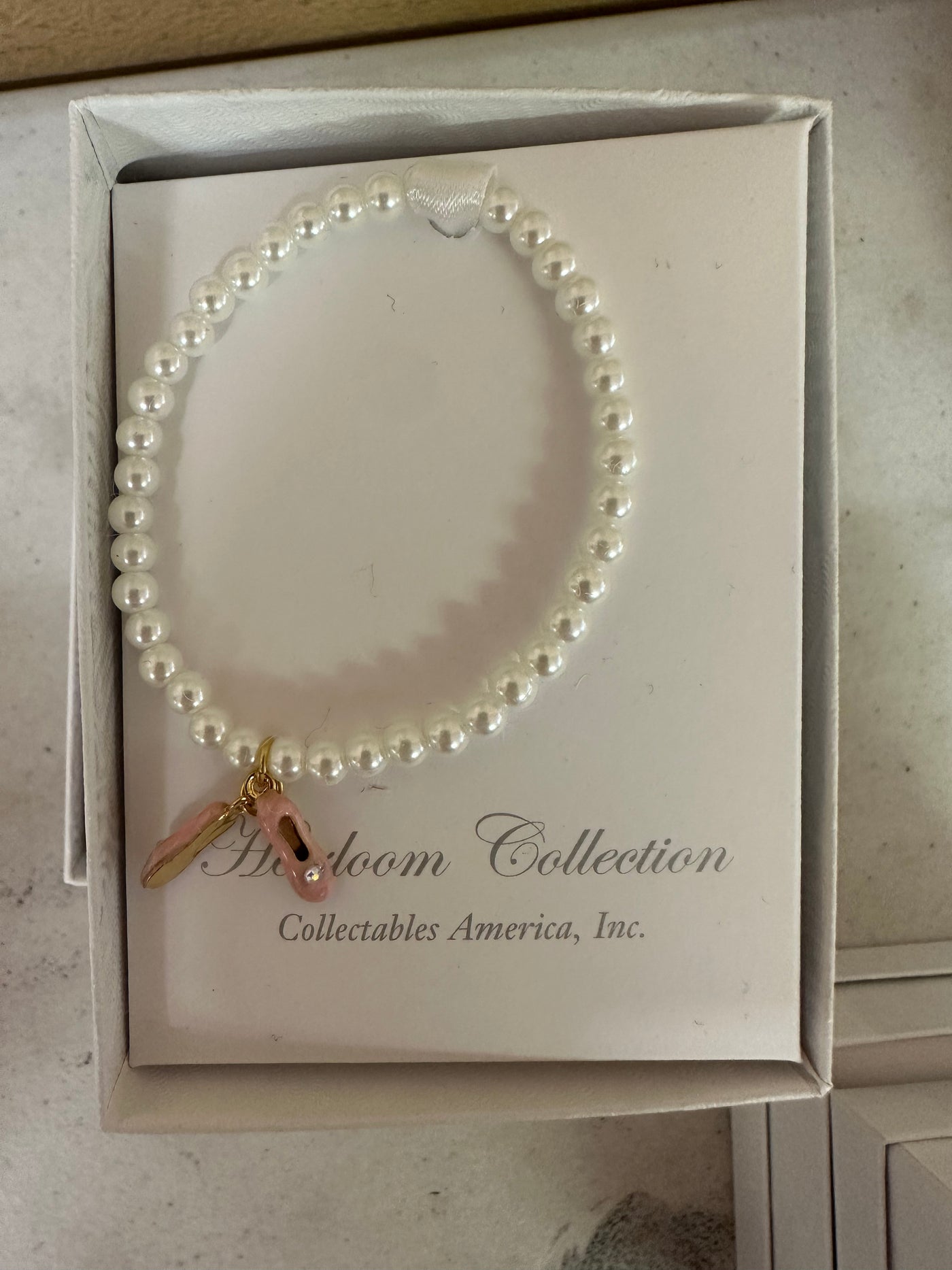 Ballet Slipper Pearl Stretch Bracelet