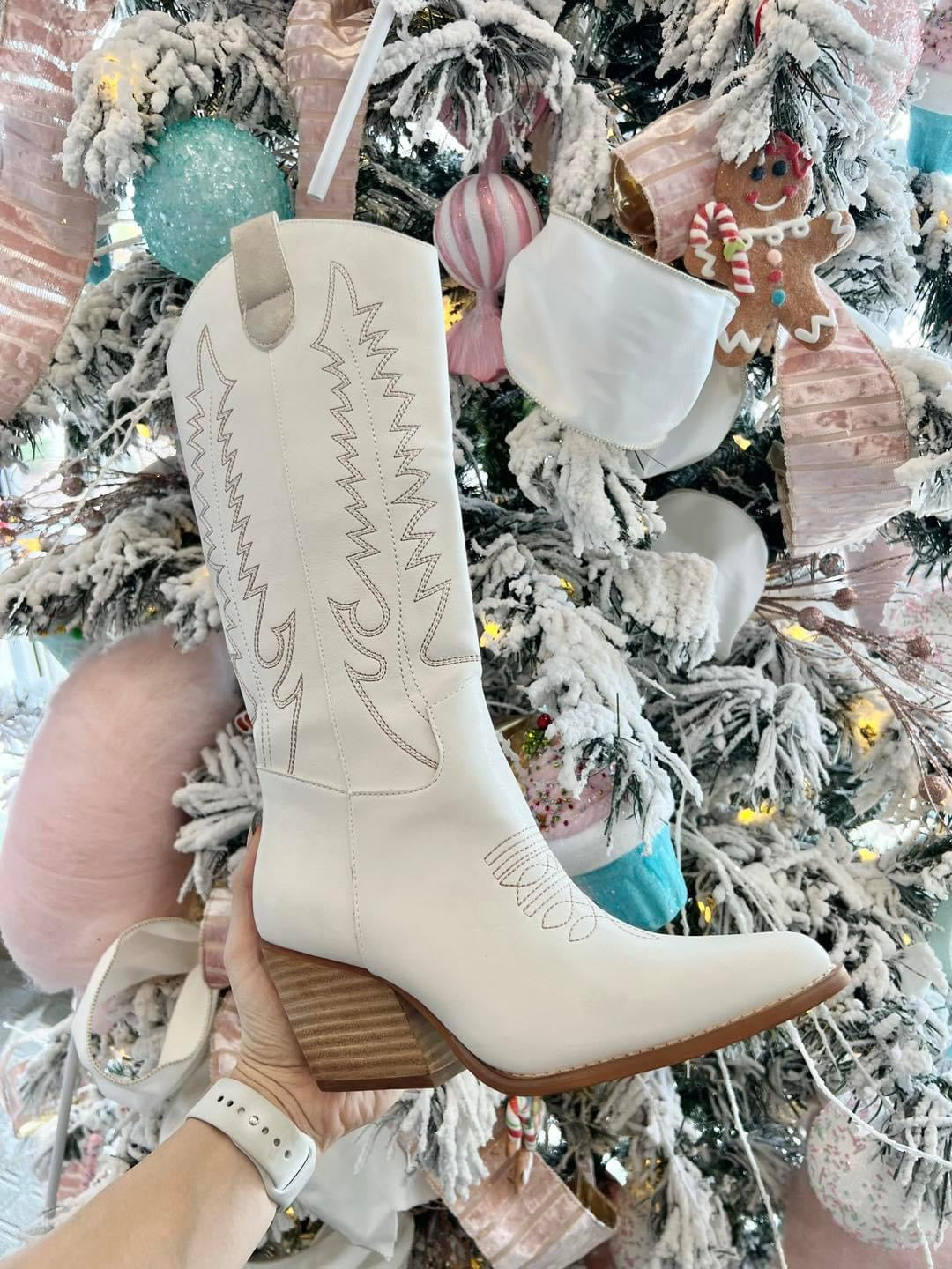 MiMi White Solei Cowgirl Boot