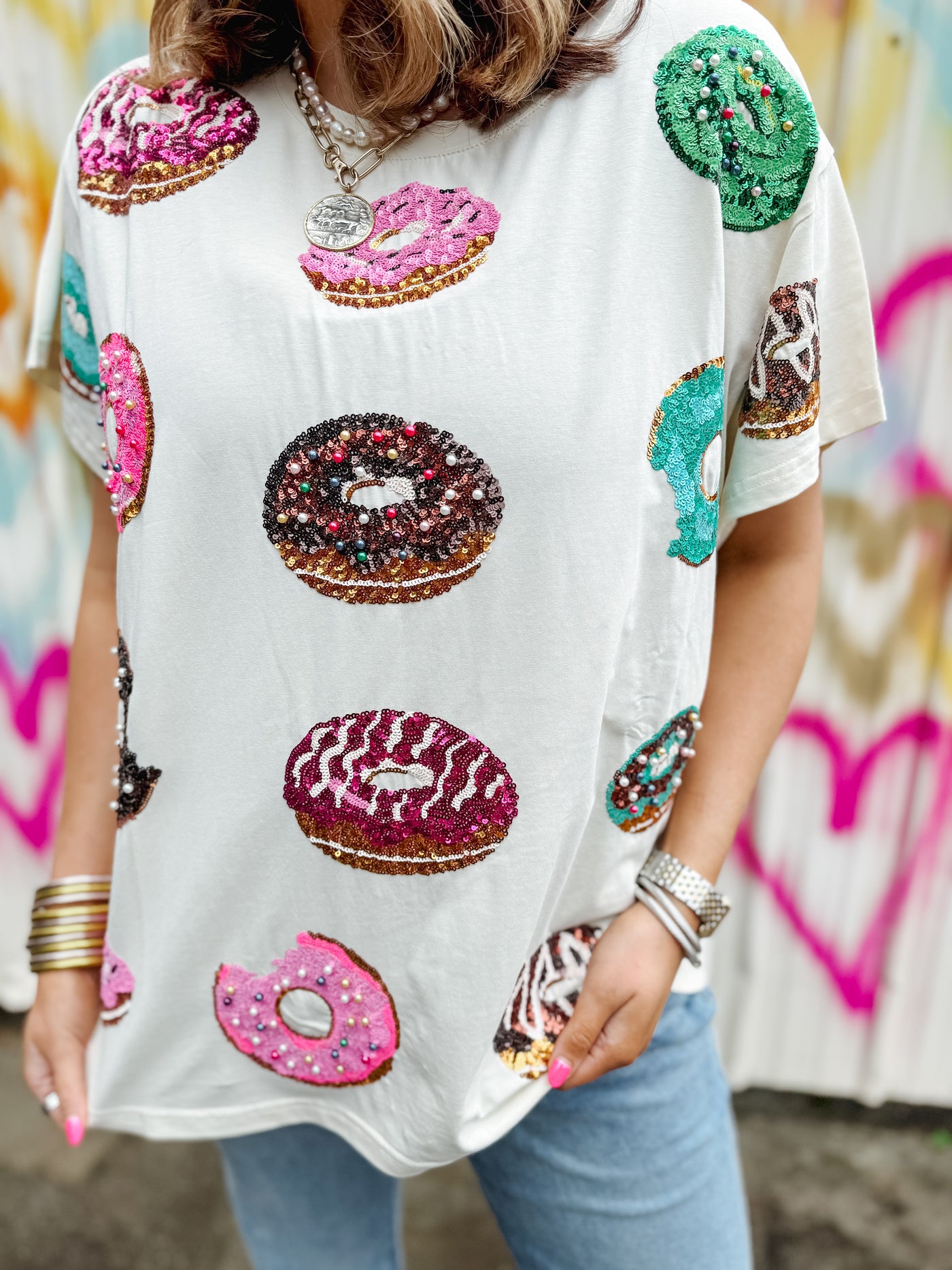 Queen of Sparkles x Fly Beige Donut Tee