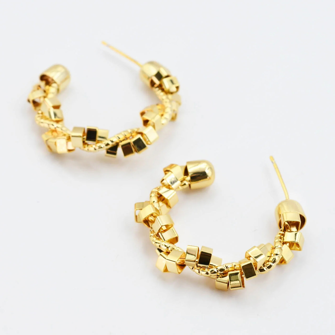 Treasure Jewels Twisted Hoop Earrings