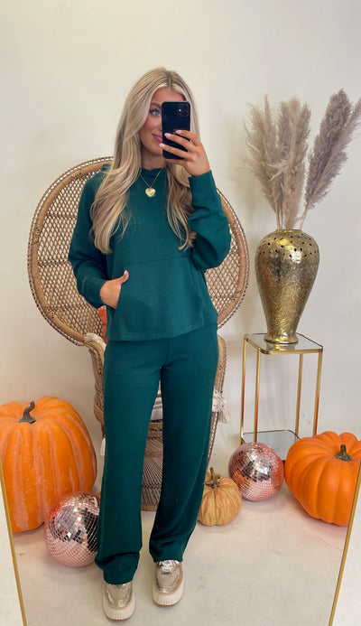 Dark Green Comfy Hoodie and Pant Set