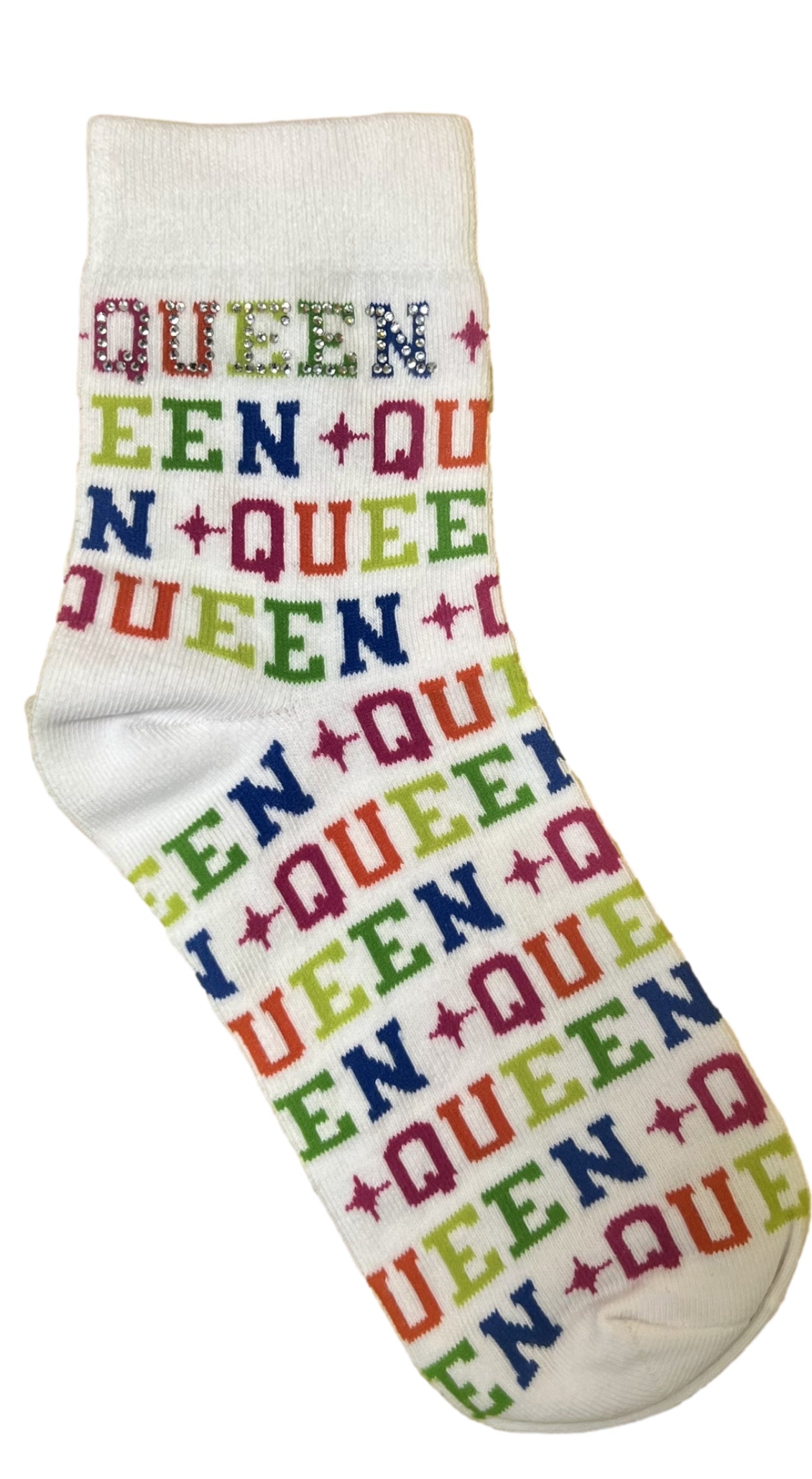 Queen Of Sparkles White Rainbow Queen OS Socks