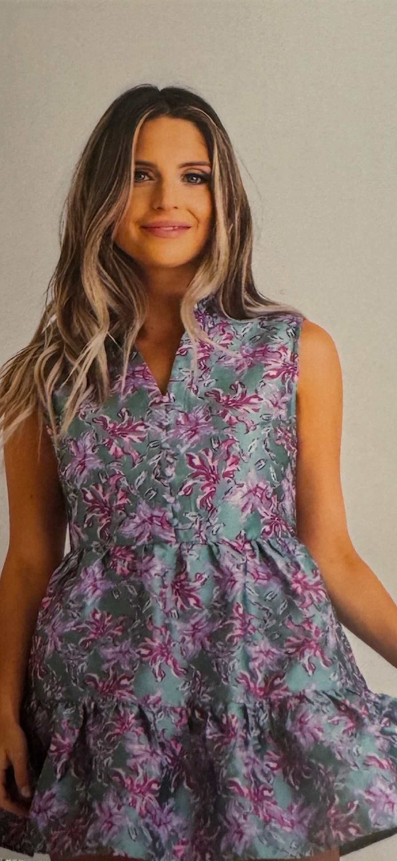 KARLIE Green Floral Tiered Tapestry Dress