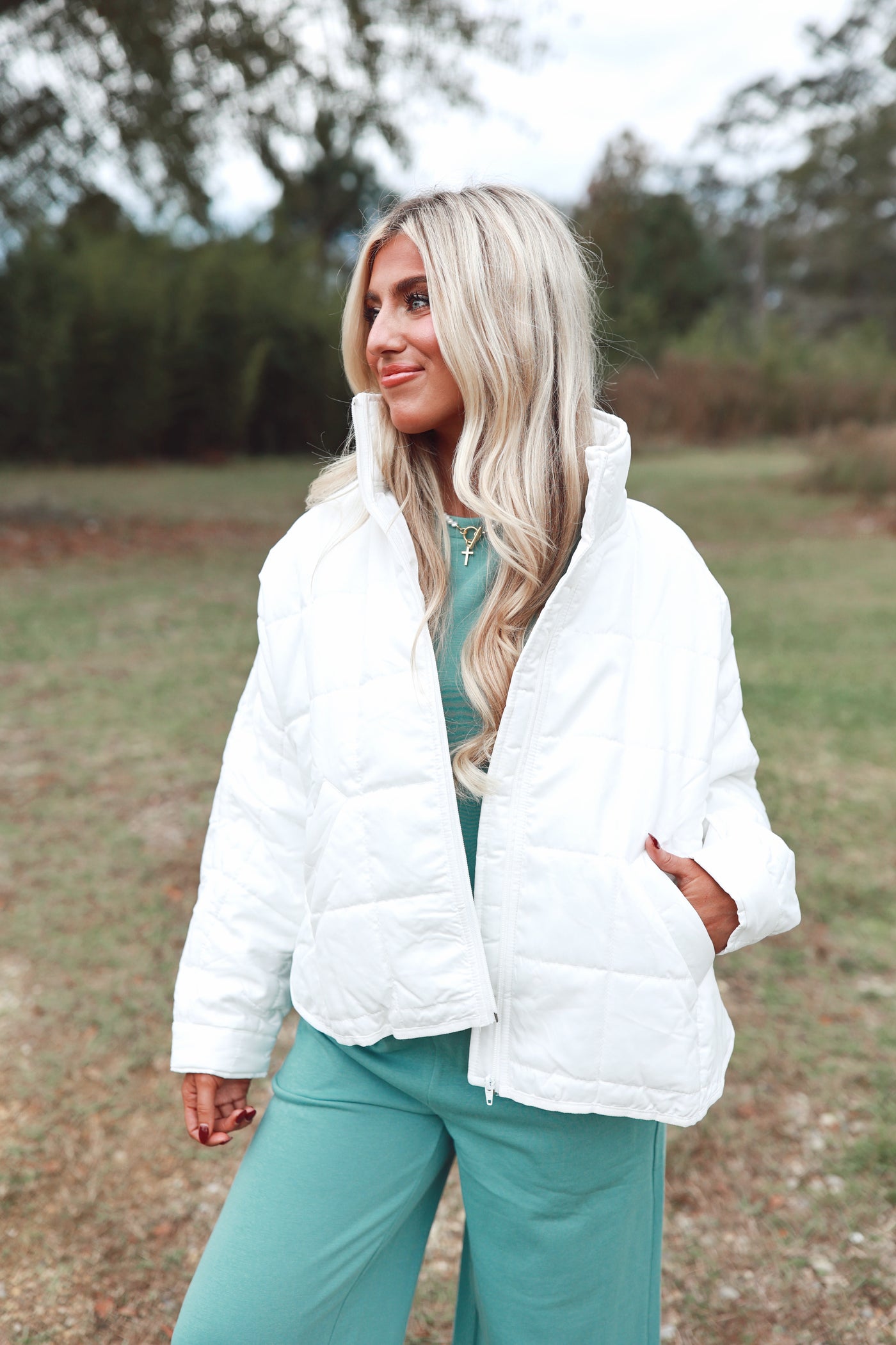 White Oversized Quilted Puffer Jacket