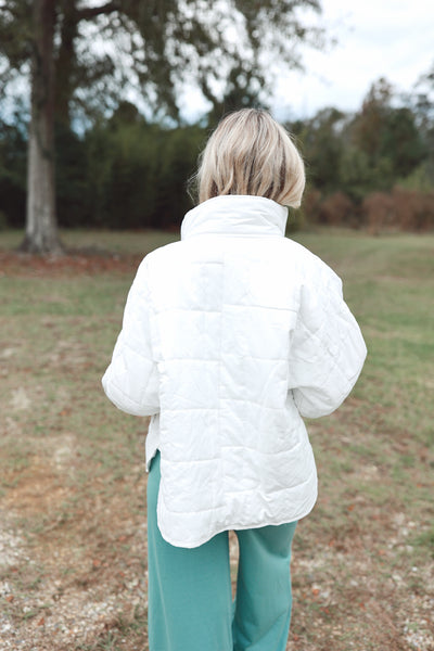 White Oversized Quilted Puffer Jacket