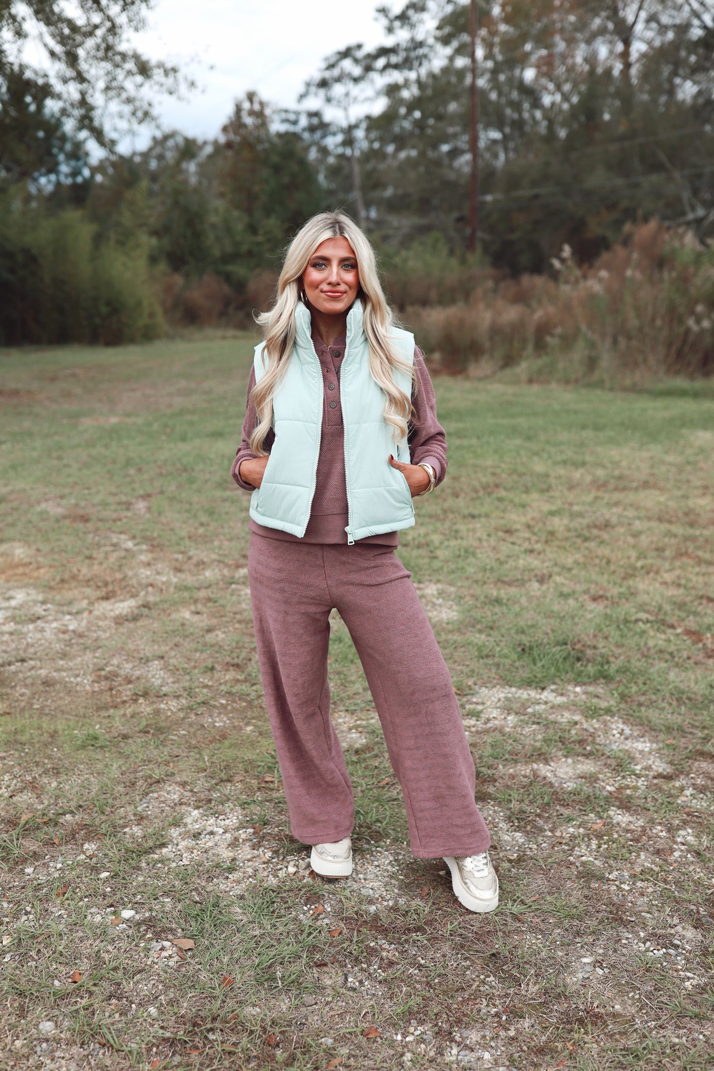 Light Blue Lightweight Textured Puff Vest