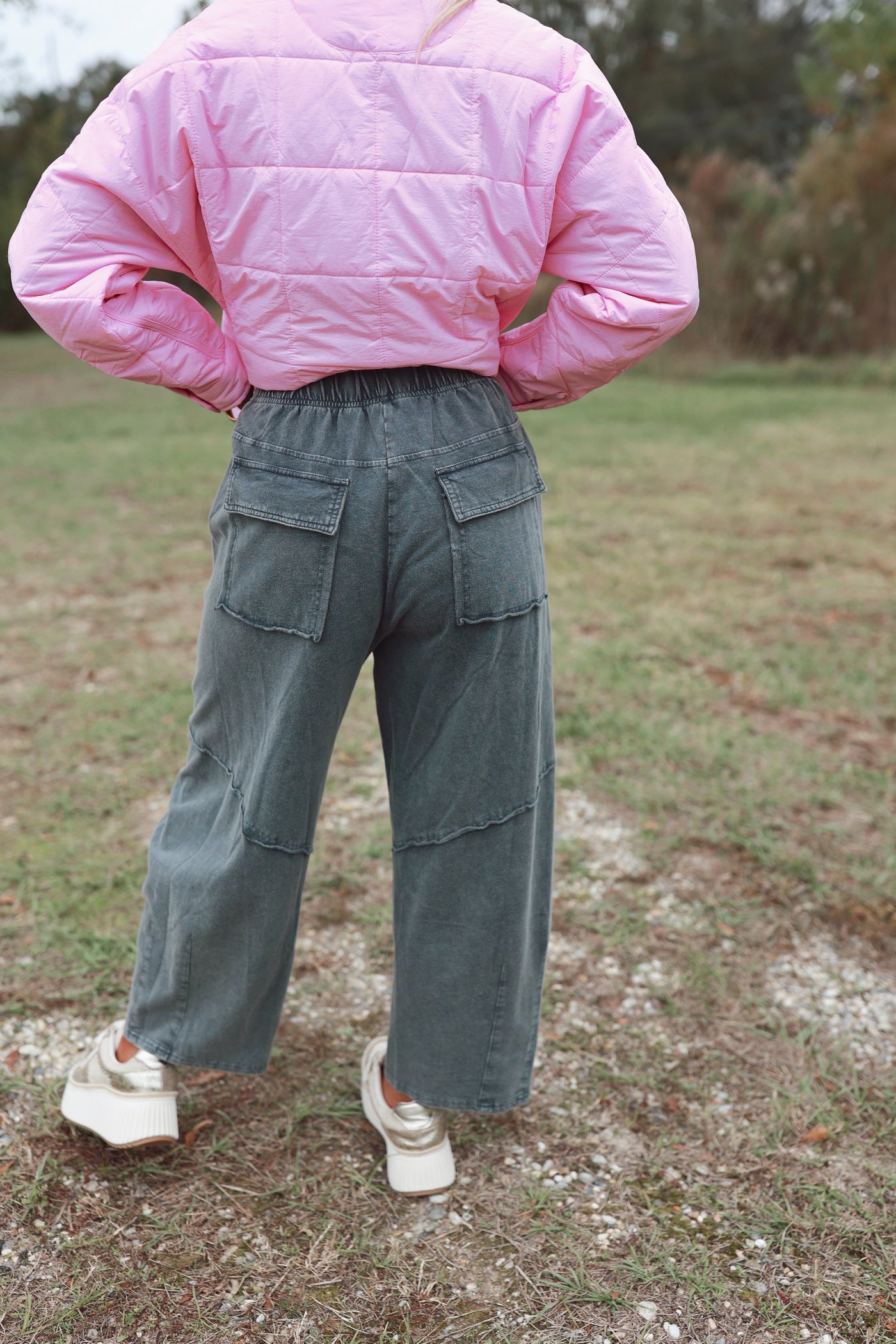 Black Mineral Washed Oversized Wide Leg Pants