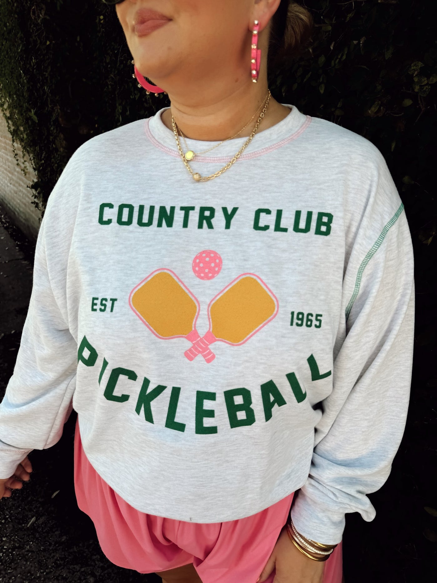 Heather Grey Pickleball Graphic Sweatshirt