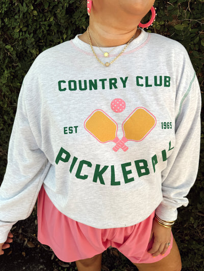 Heather Grey Pickleball Graphic Sweatshirt