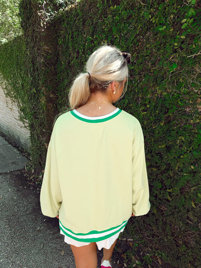 Light Green Sports Club Terry Sequin Detail Sweatshirt