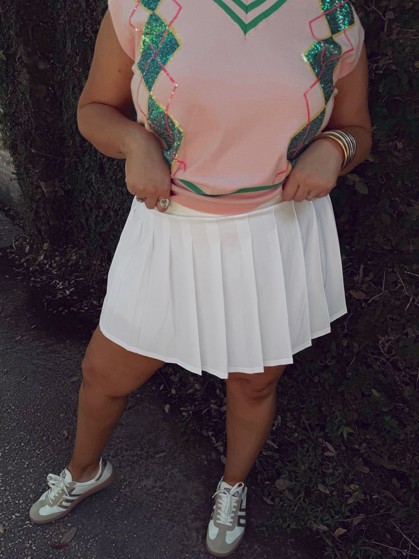 White Pleated Athletic Skort