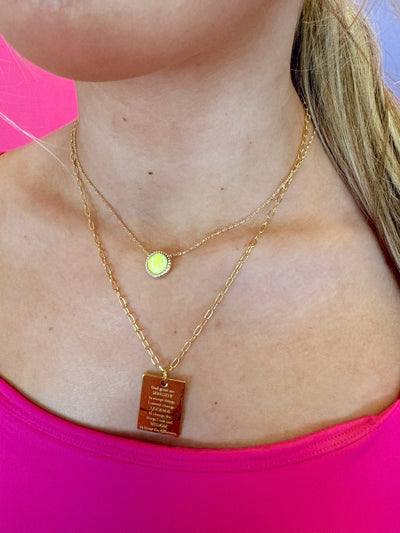 Kendra Scott Tennis Short Pendant Necklace in Chartreuse