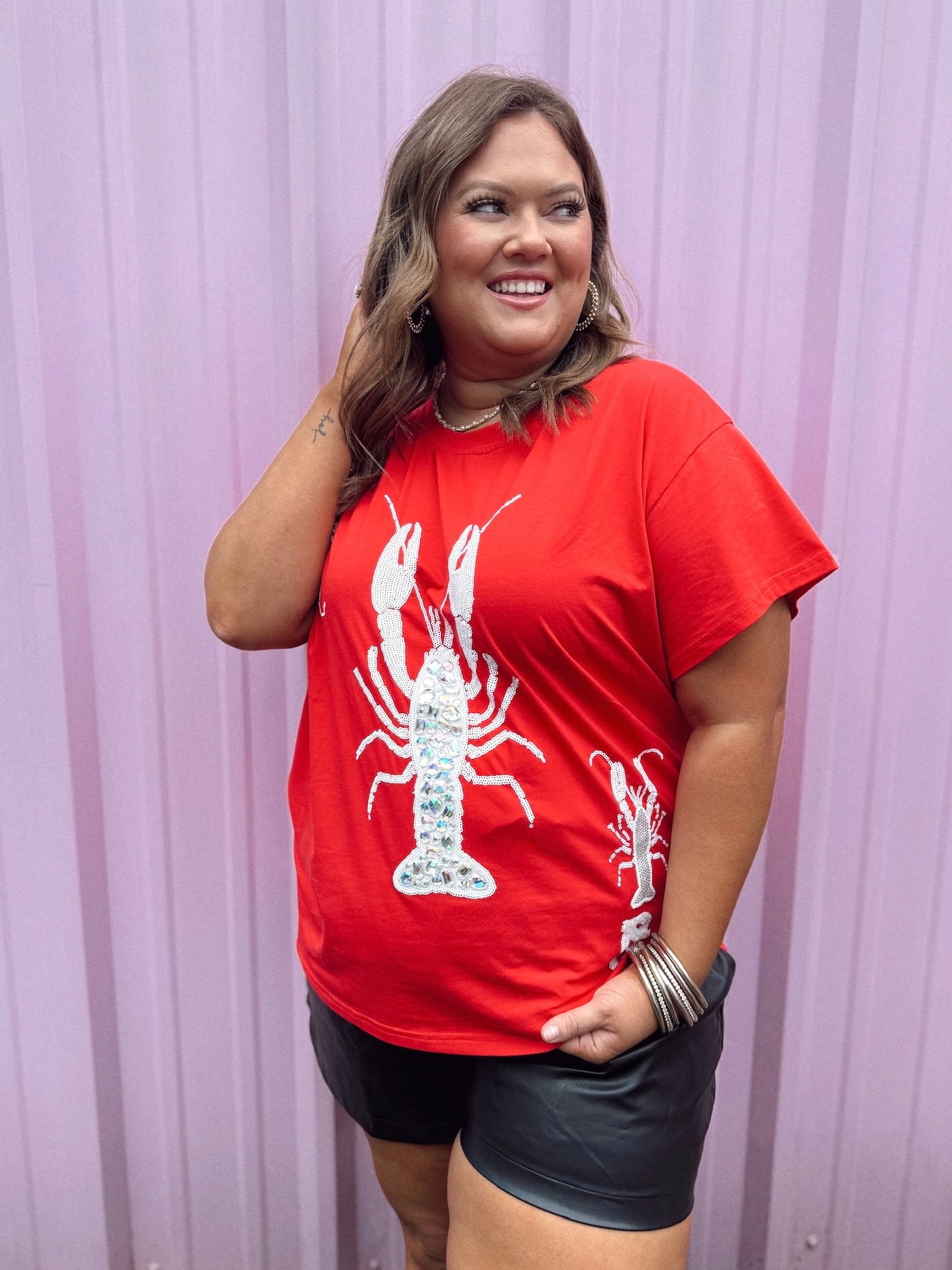 Queen of Sparkles Red Crawfish Card Tee