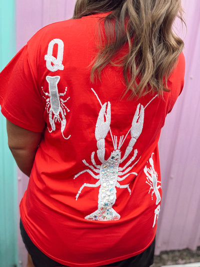 Queen of Sparkles Red Crawfish Card Tee